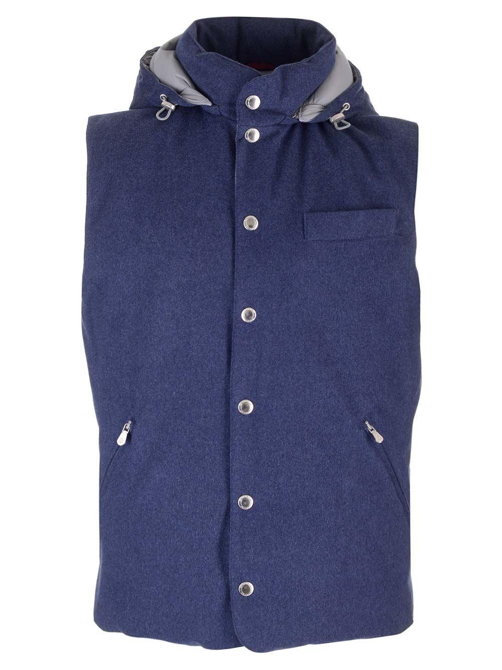 Al Duca D'Aosta Brunello Cucinelli Piumino senza maniche in flanella di lana membranata