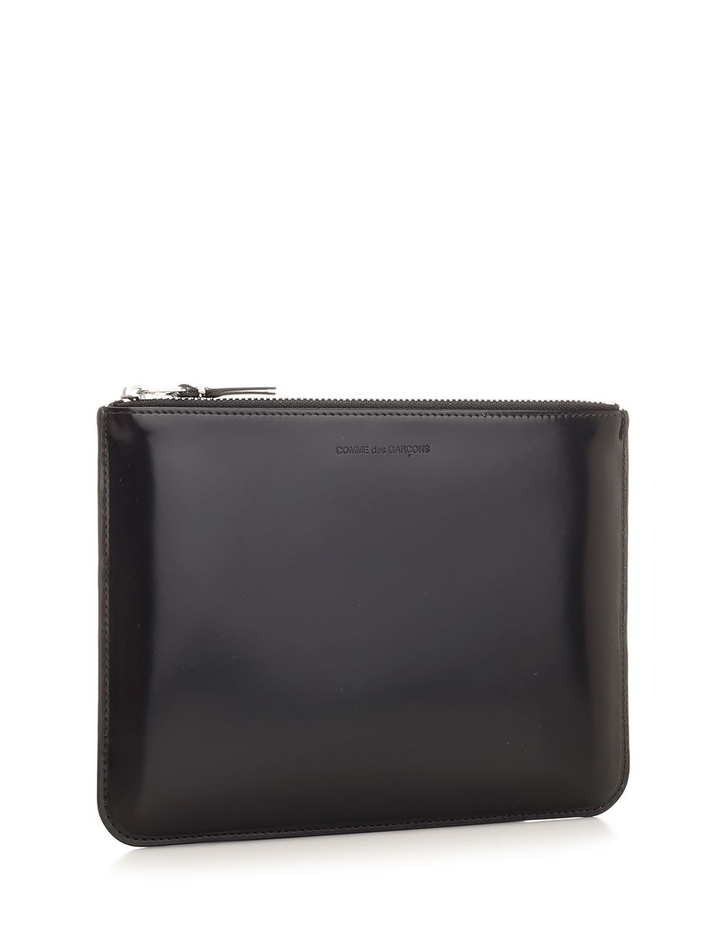 Al Duca D'Aosta Comme Des Garcons Wallet Pouch In Pelle Lucida Con Interno Argento