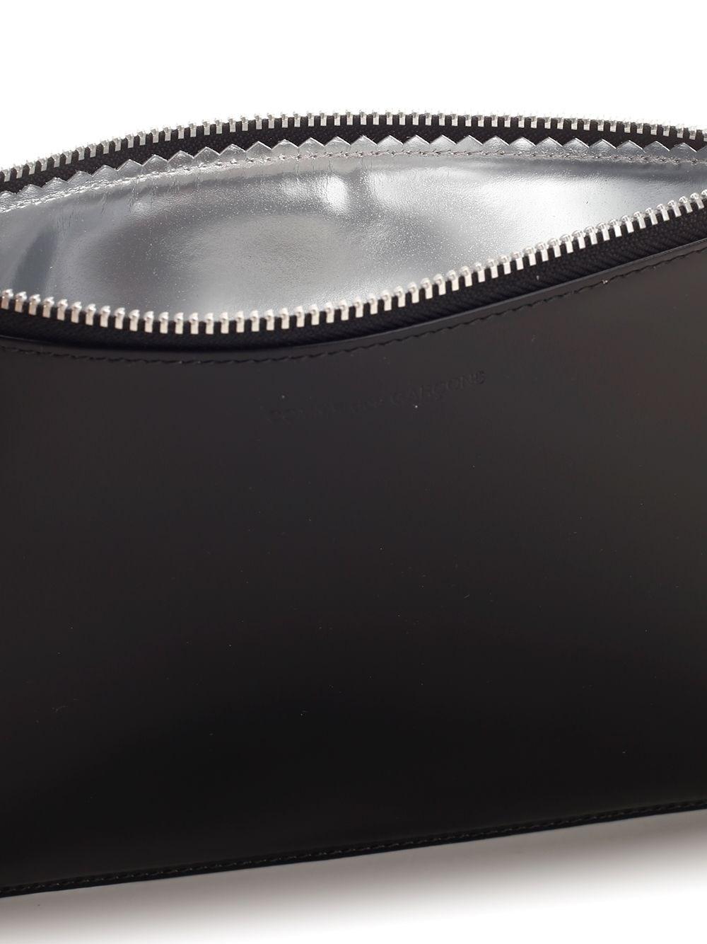 Al Duca D'Aosta Comme Des Garcons Wallet Pouch In Pelle Lucida Con Interno Argento