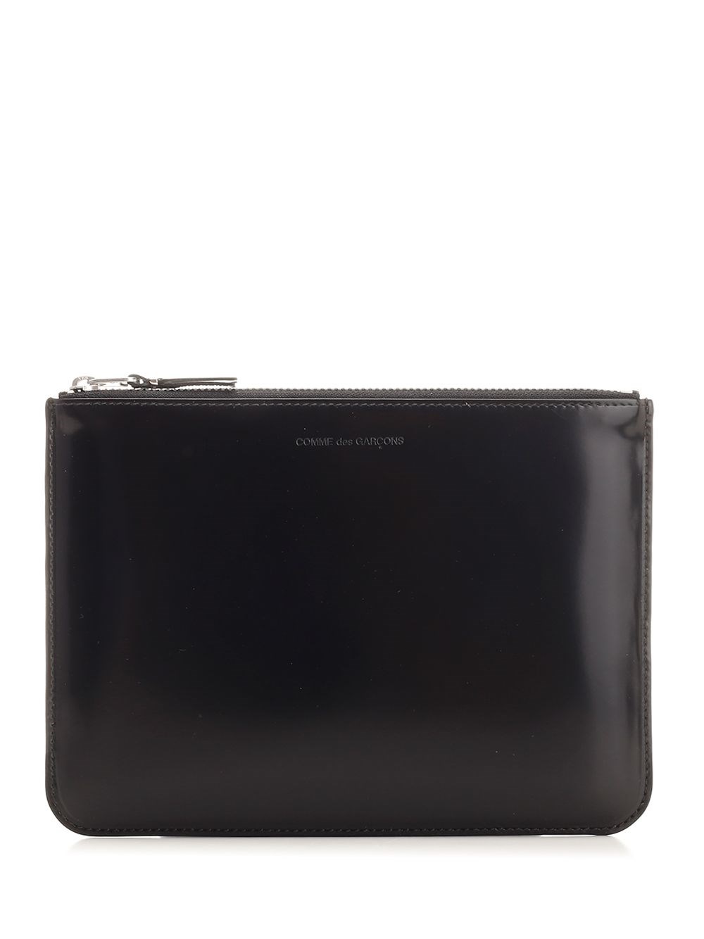 Al Duca D'Aosta Comme Des Garcons Wallet Pouch in pelle lucida con interno argento