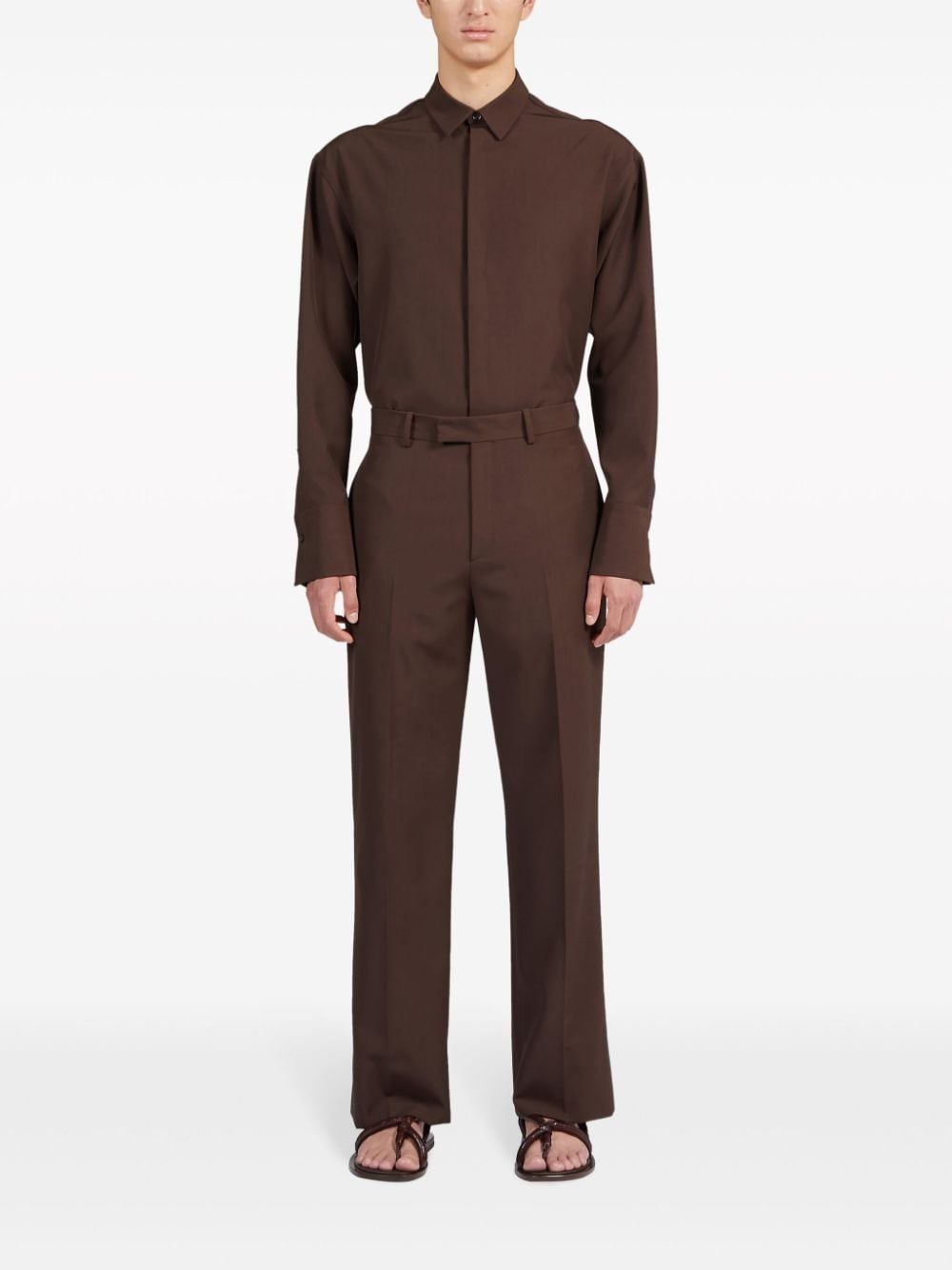 Al Duca D'Aosta Ferragamo Camicia Casual In Lana Marrone