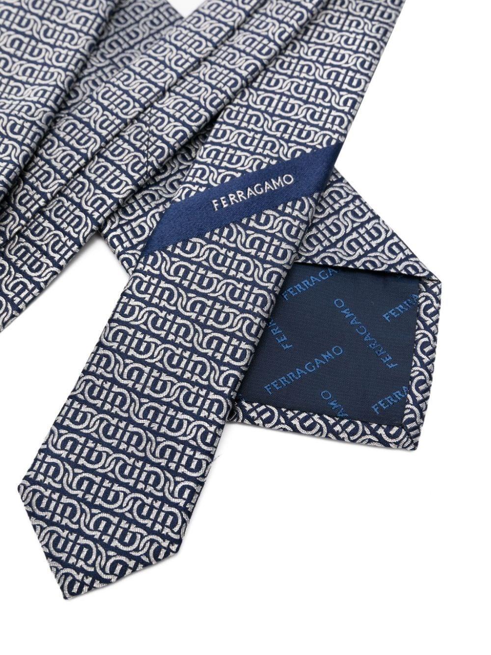 Al Duca D'Aosta Ferragamo Cravatta In Seta Stampa Gancini