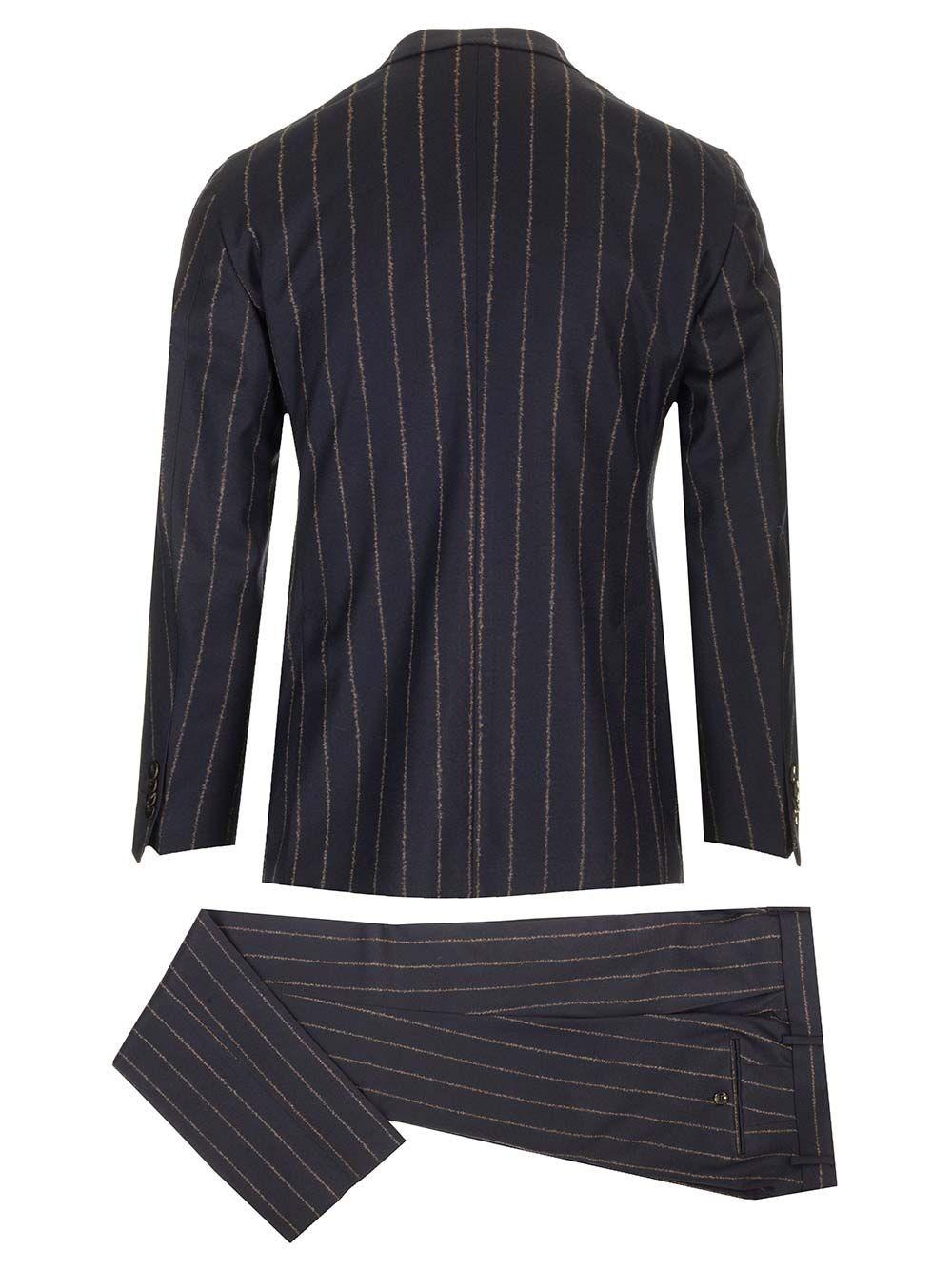 Al Duca D'Aosta Gabriele Pasini Abito Gessato In Lana Blu