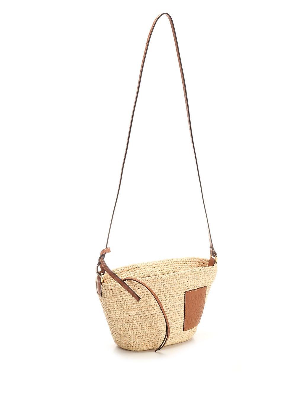 Al Duca D'Aosta Loewe Paula's Ibiza Borsa Pochette "Slit" In Rafia E Pelle Di Vitello