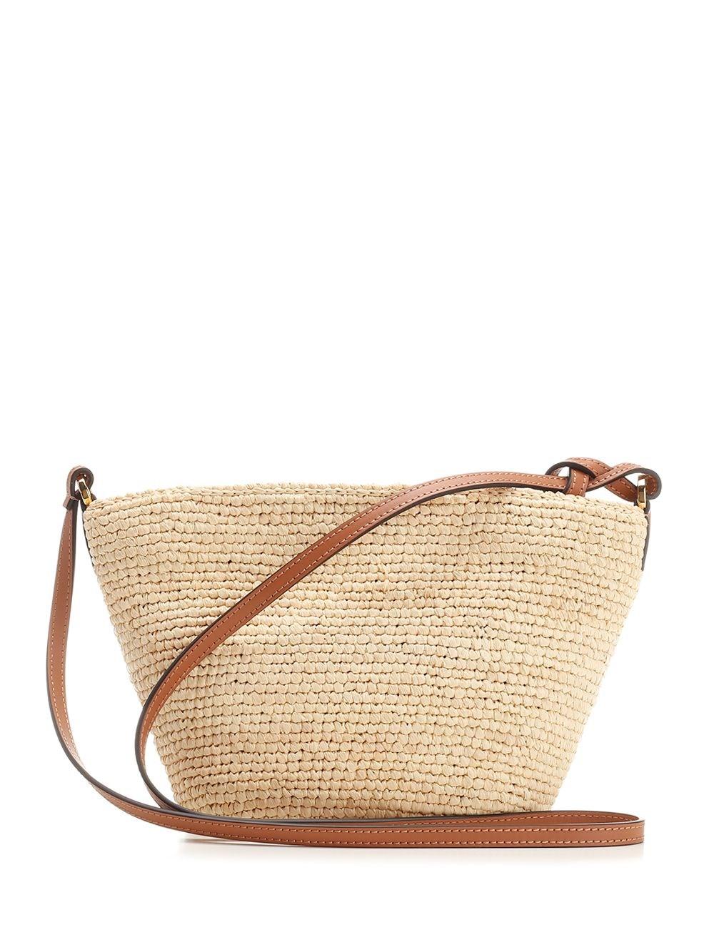 Al Duca D'Aosta Loewe Paula's Ibiza Borsa Pochette "Slit" In Rafia E Pelle Di Vitello