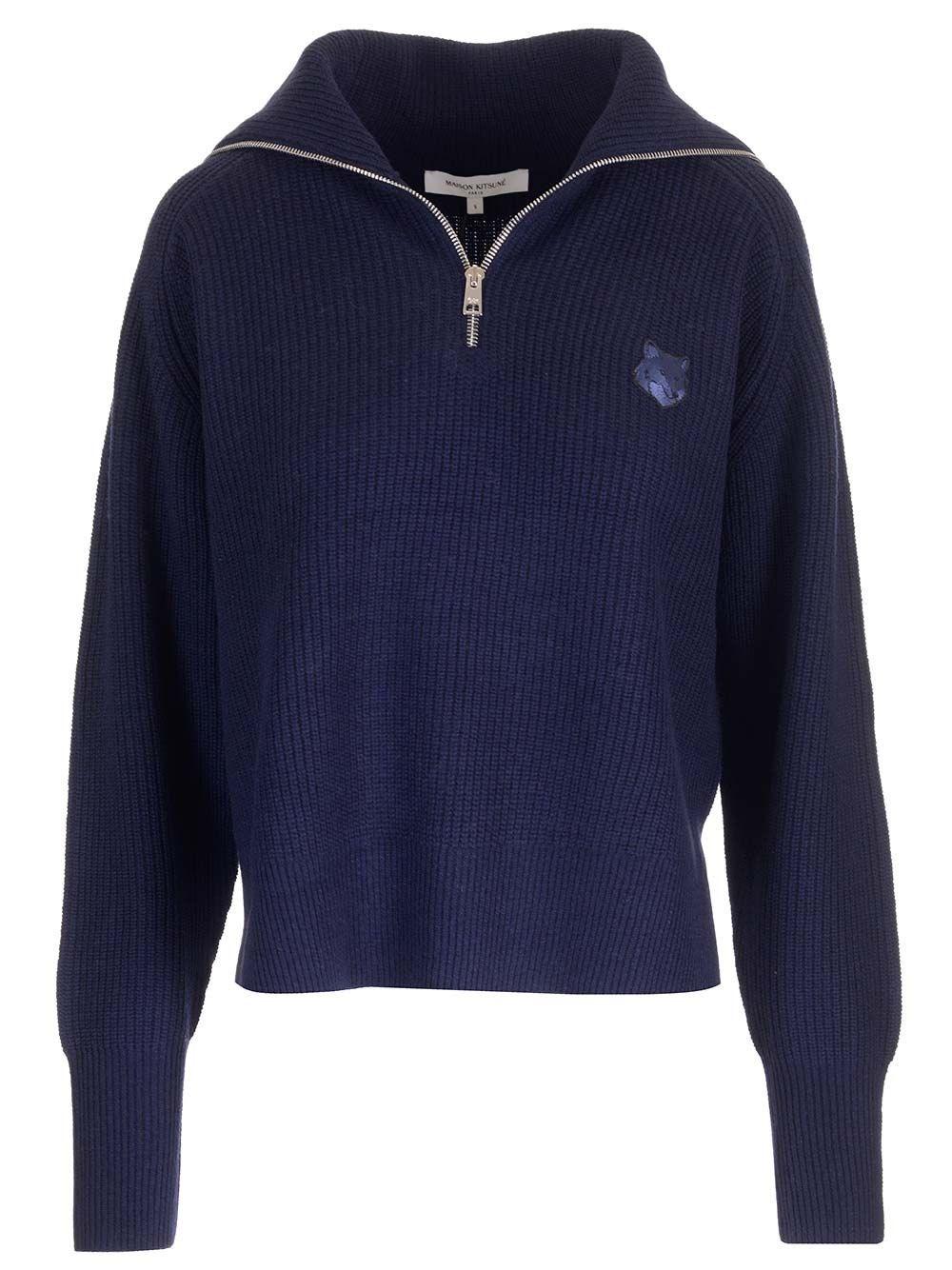 Al Duca D'Aosta Maison Kitsuné Maglia mezza zip lana cashmere