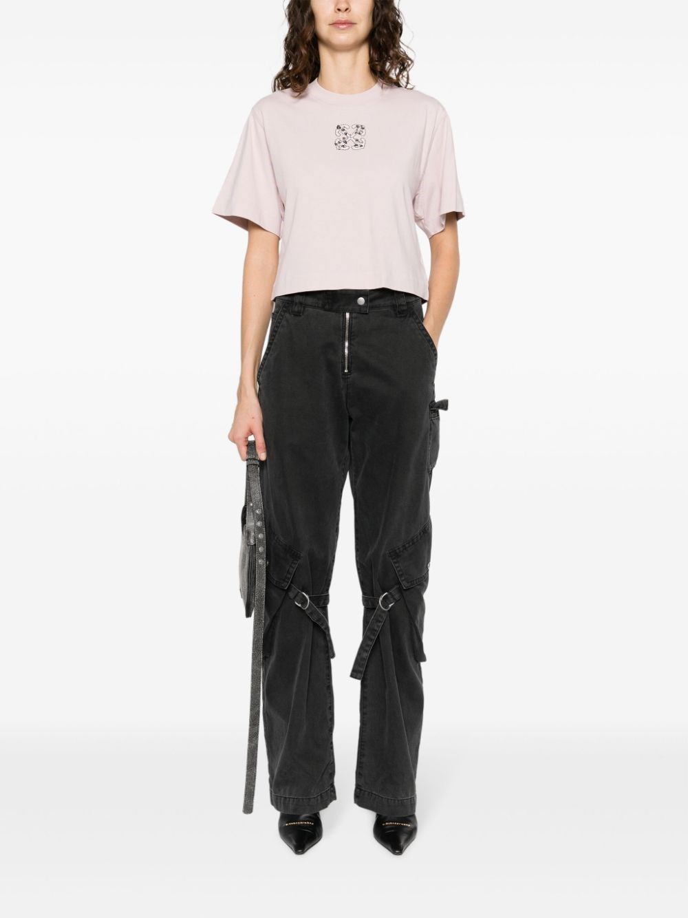Al Duca D'Aosta Off-white T-shirt Cropped Con Motivo Arrow