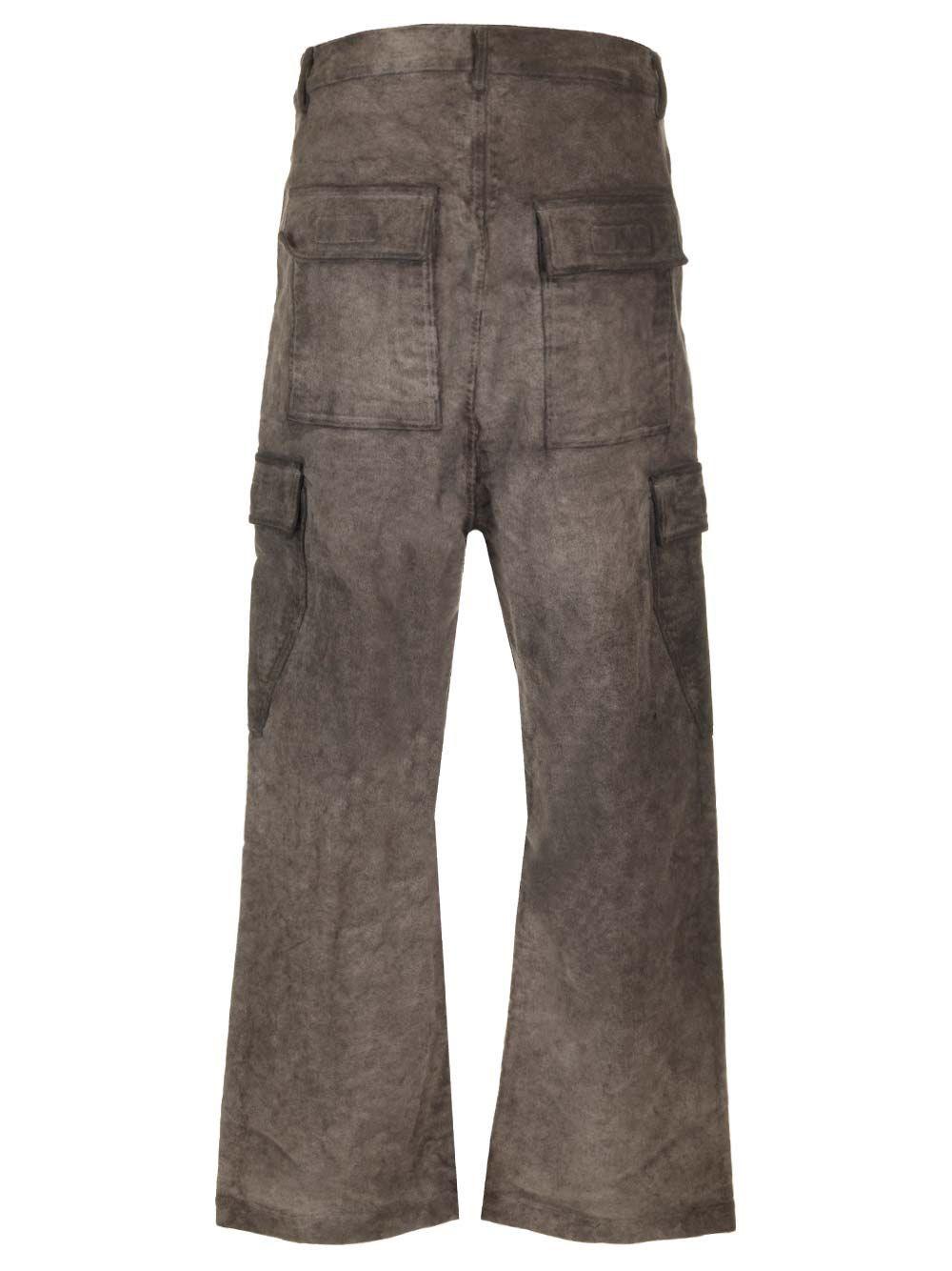 Al Duca D'Aosta Rick Owens Drkshdw PANTALONI CARGO IN COTONE FUSTAGNO TINTO IN CAPO POLVERE