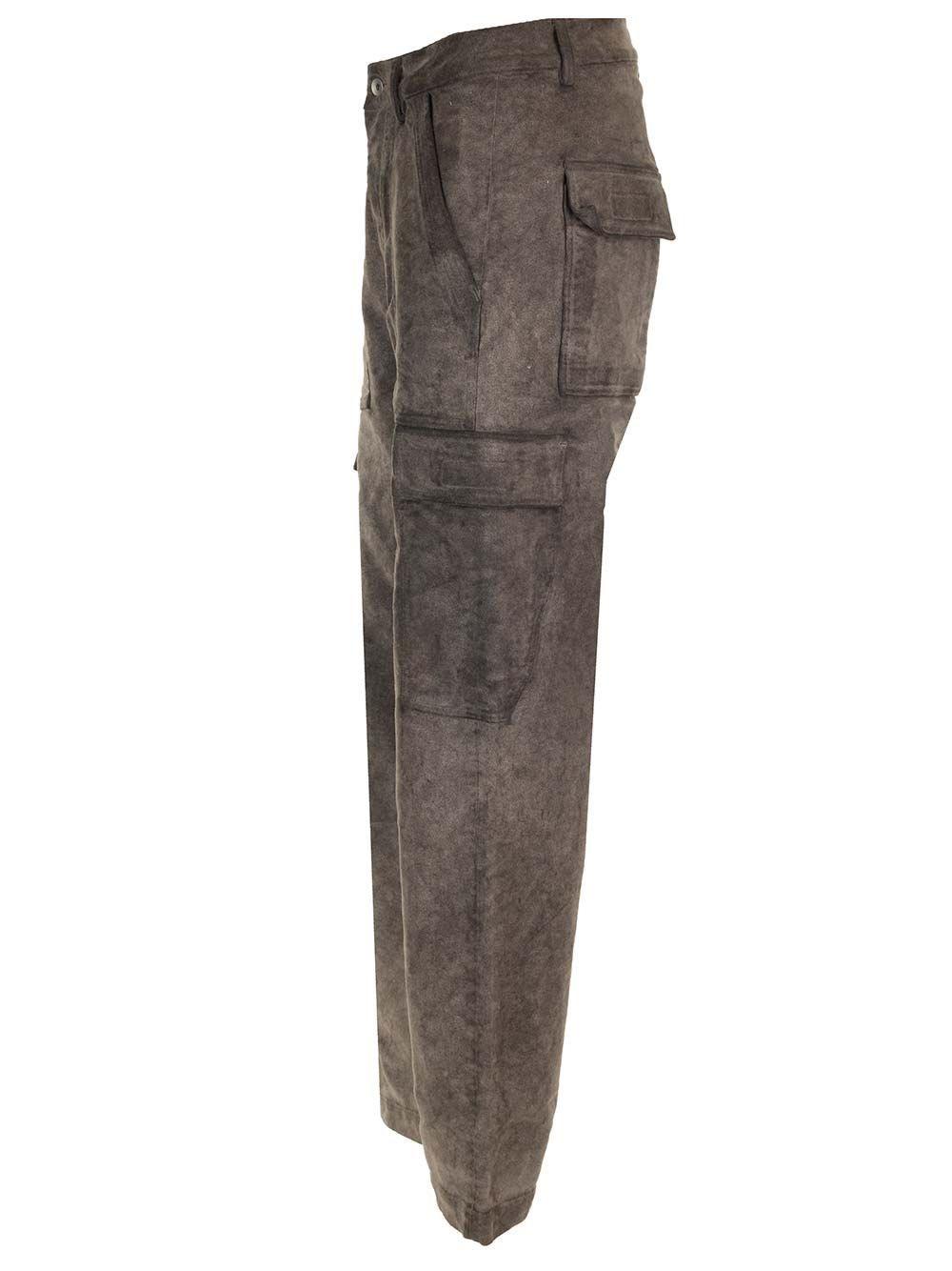 Al Duca D'Aosta Rick Owens Drkshdw PANTALONI CARGO IN COTONE FUSTAGNO TINTO IN CAPO POLVERE