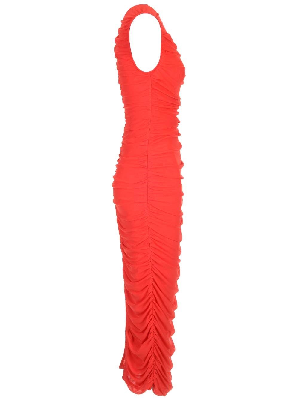 Al Duca D'Aosta Rotate Abito Midi Rosso Con Arricciature