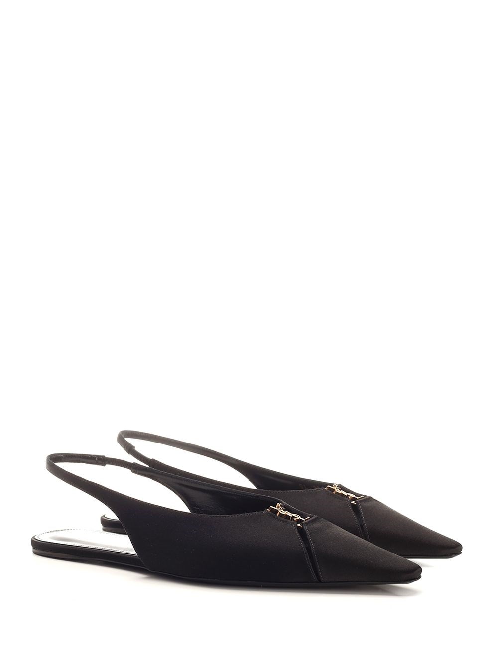 Al Duca D'Aosta Saint Laurent Ballerine Aperte Sul Retro"BABYLONE" In Crêpe Satin