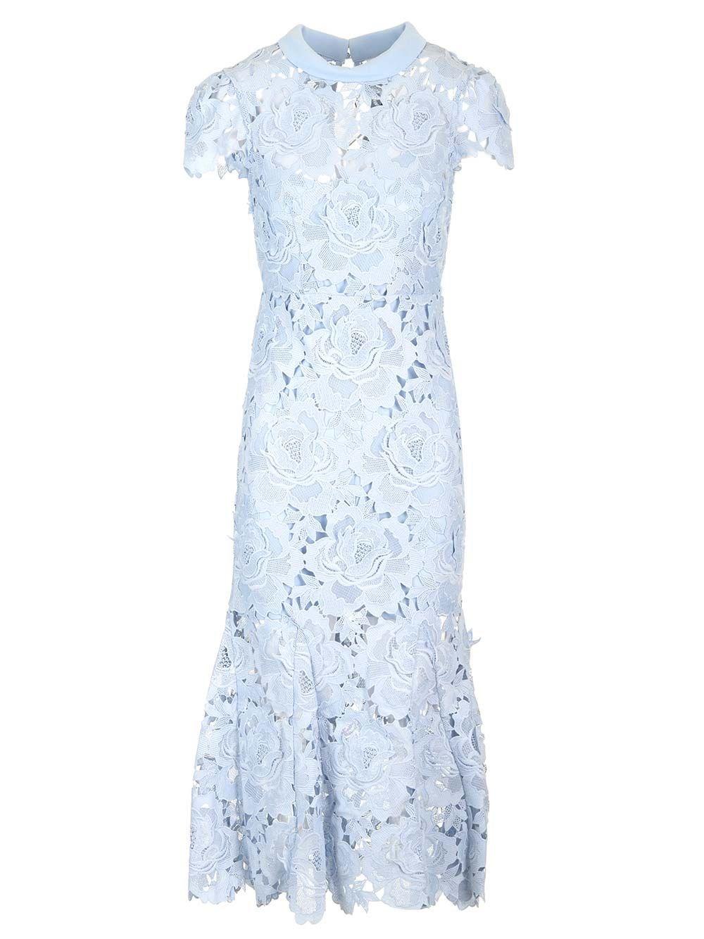 Al Duca D'Aosta Self-portrait Abito in pizzo fiordaliso