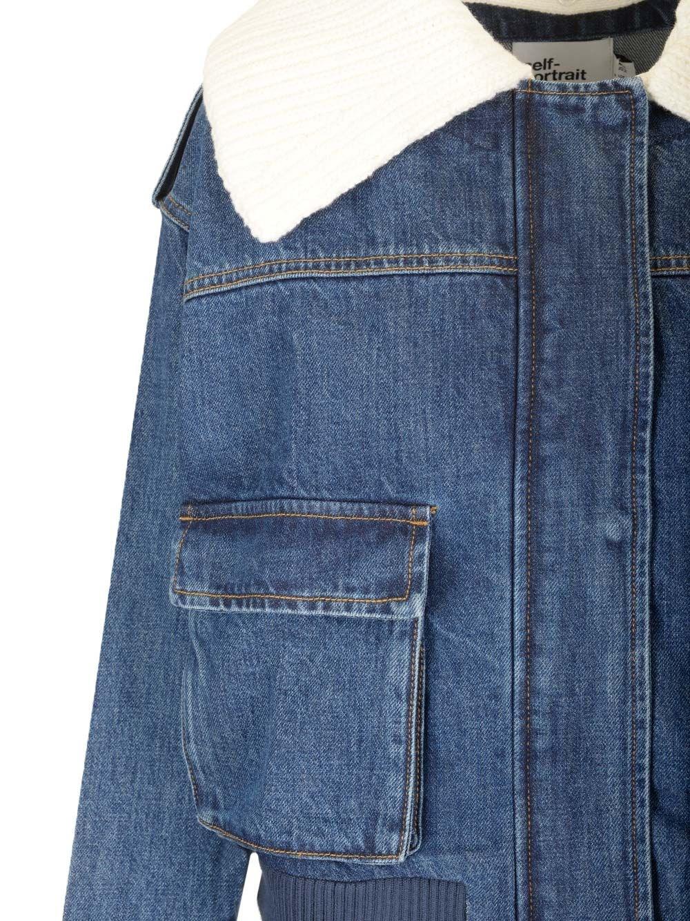 Al Duca D'Aosta Self-portrait Giacca Jeans Collo In Maglia