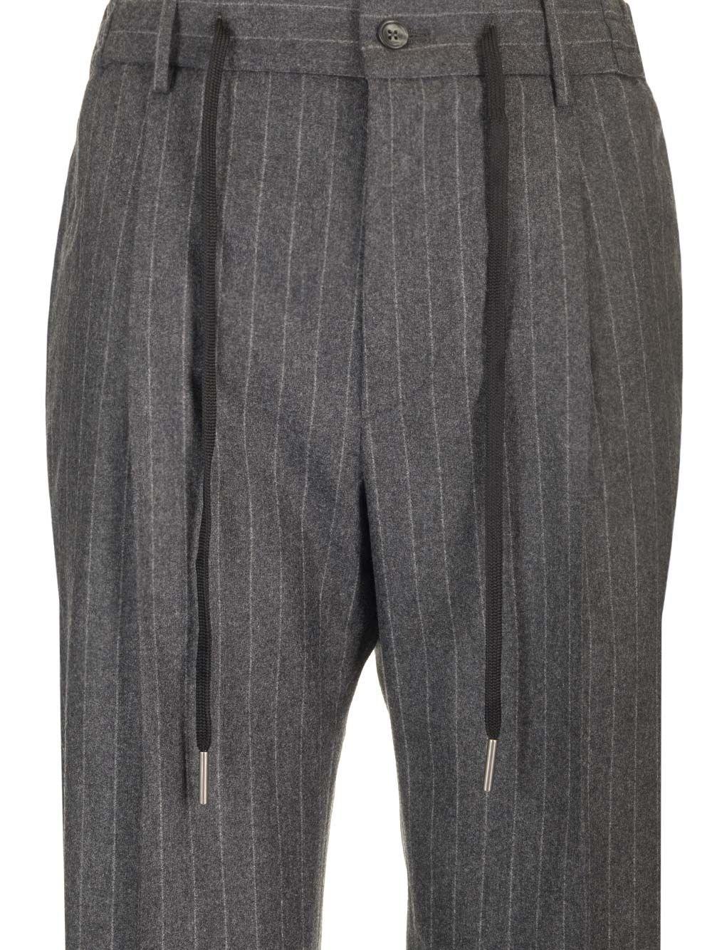 Al Duca D'Aosta Tagliatore PANTALONE GESSATO MODELLO ICOMAN COULISSE FLANELLA