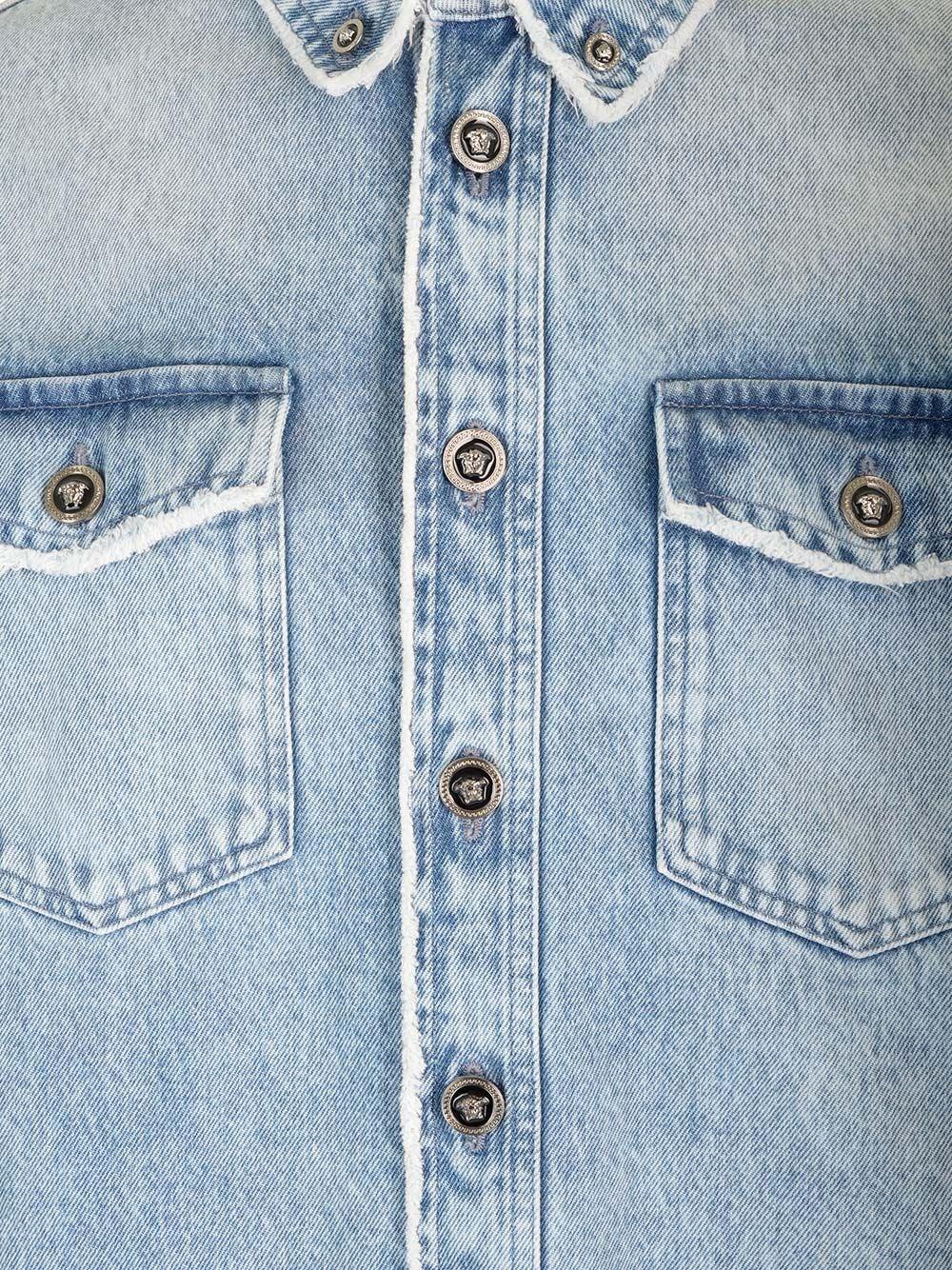 Al Duca D'Aosta Versace Camicia In Denim Stone Washed