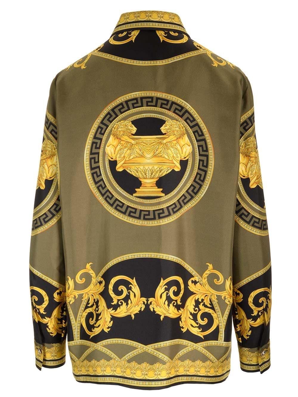 Al Duca D'Aosta Versace Camicia In Twill Di Seta "Barocco"