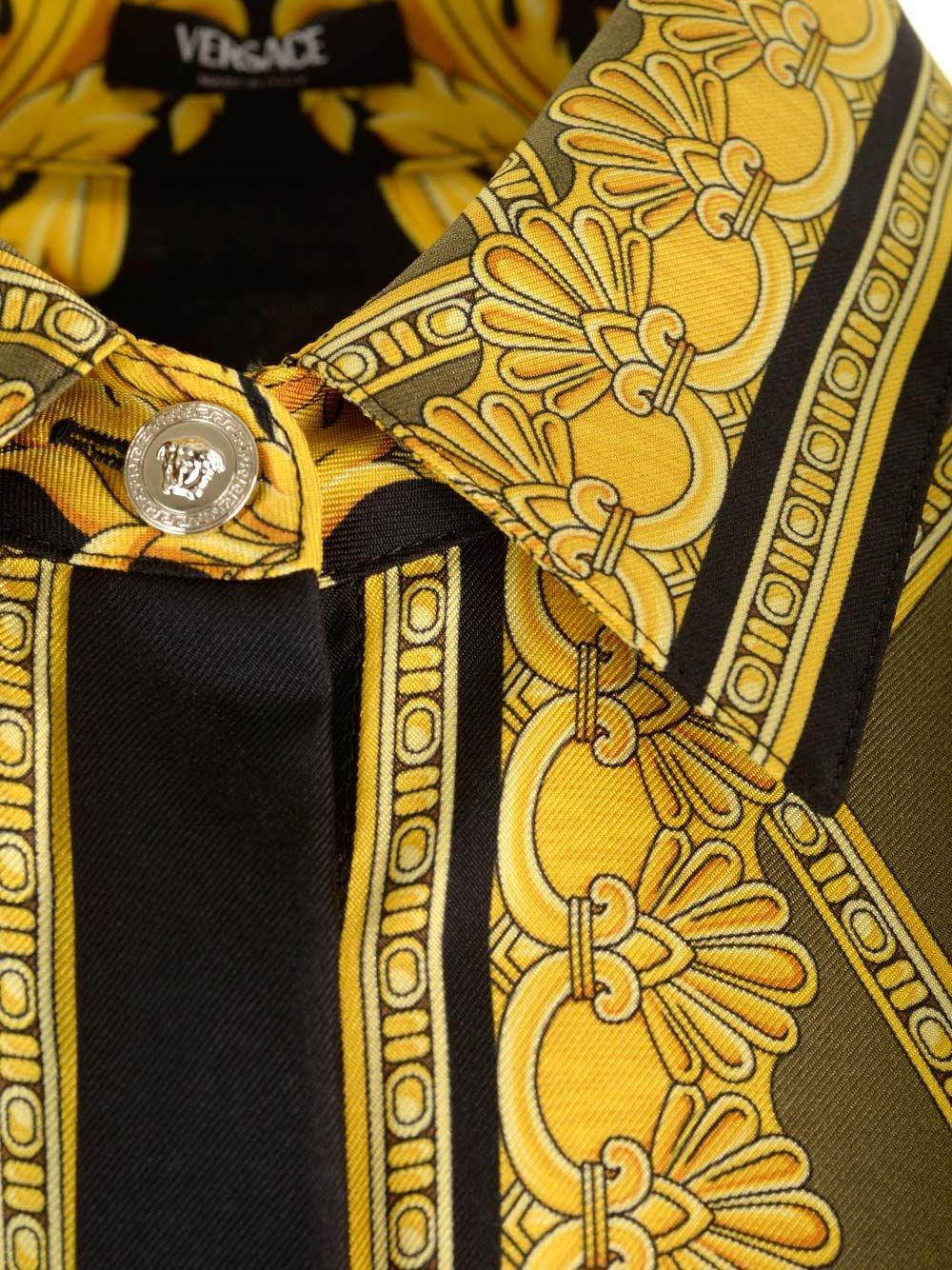 Al Duca D'Aosta Versace Camicia In Twill Di Seta "Barocco"