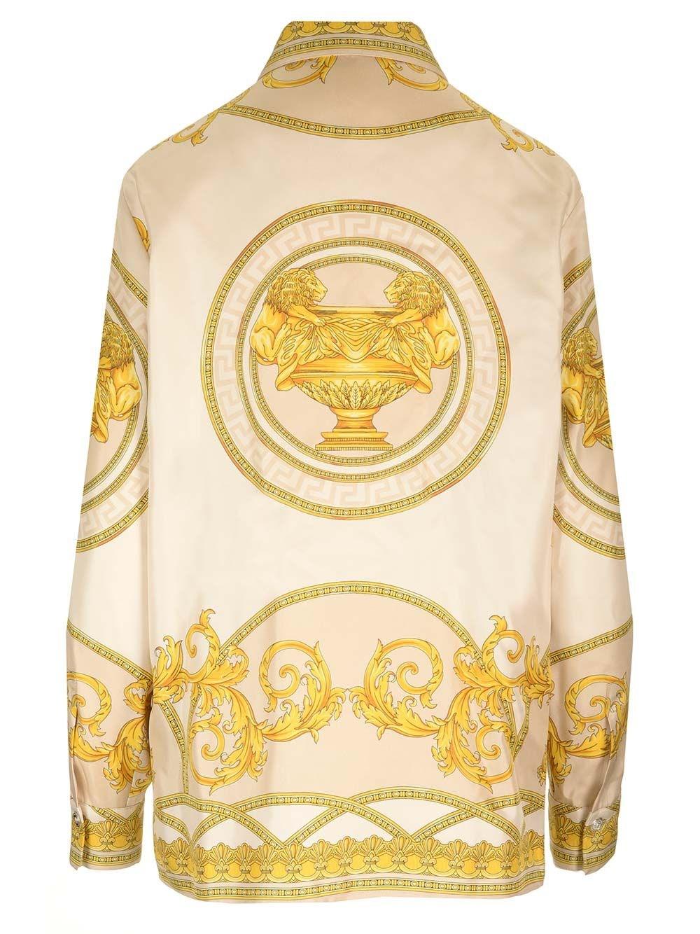 Al Duca D'Aosta Versace Camicia In Twill Di Seta "Barocco"