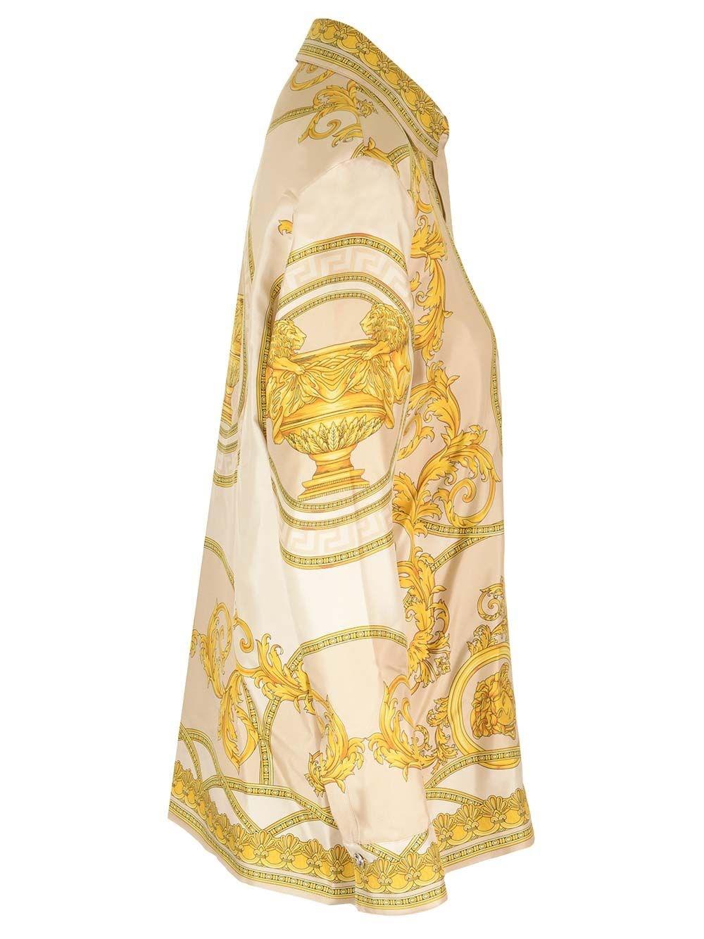 Al Duca D'Aosta Versace Camicia In Twill Di Seta "Barocco"