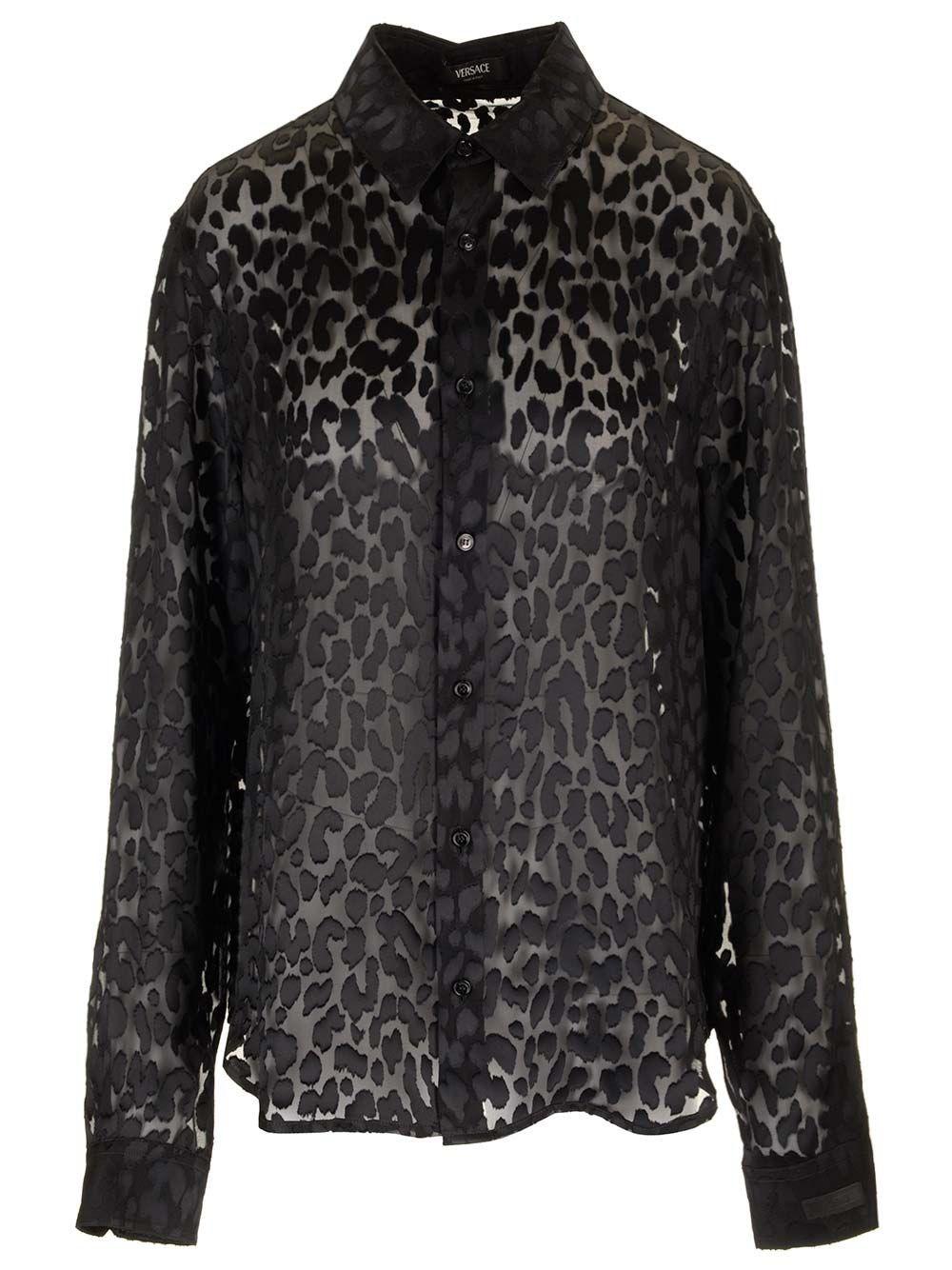 Al Duca D'Aosta Versace Camicia jacquard di raso Leopard
