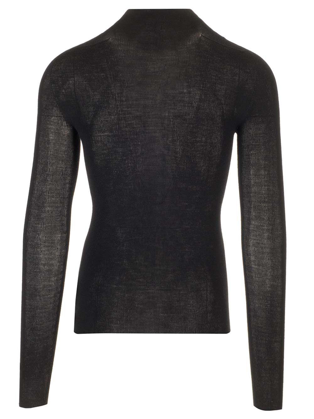 Al Duca D'Aosta Versace Top In Maglia Di Lana Merino A Coste Aderente