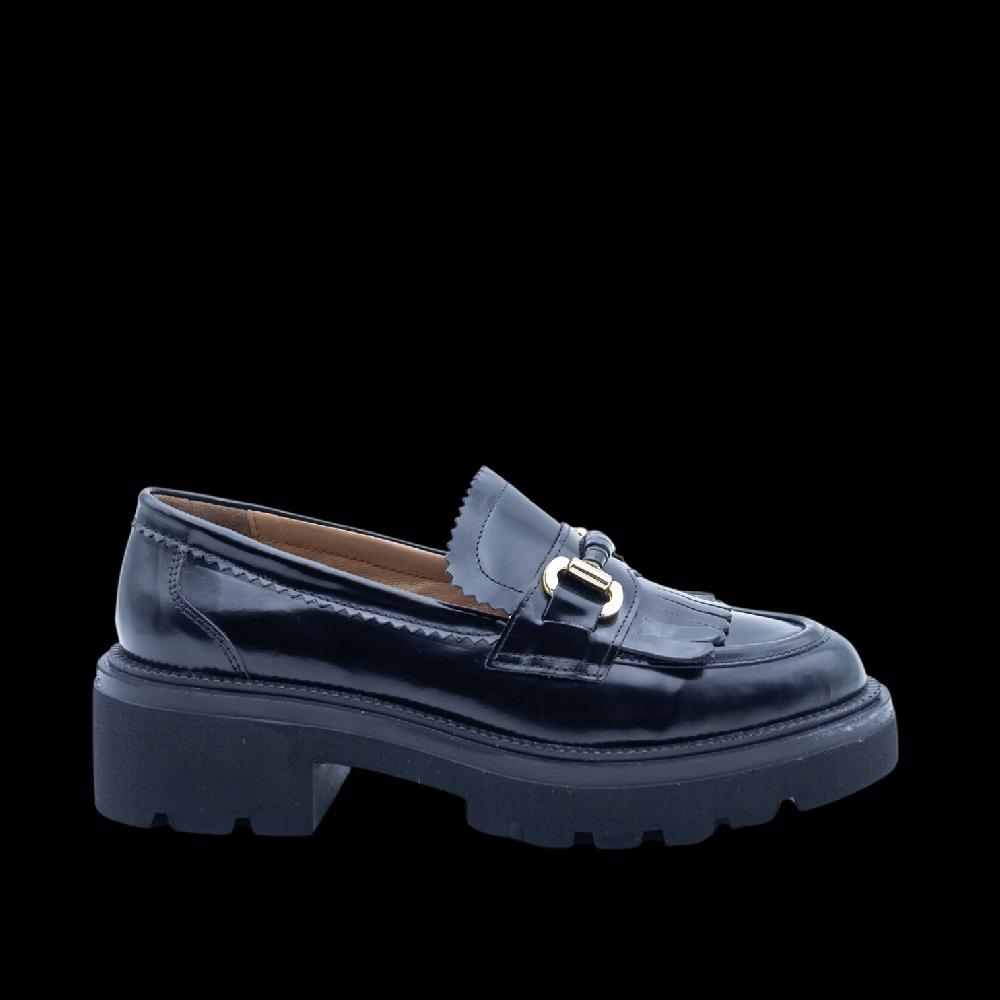 ALBANO Mocassini neri con frangia