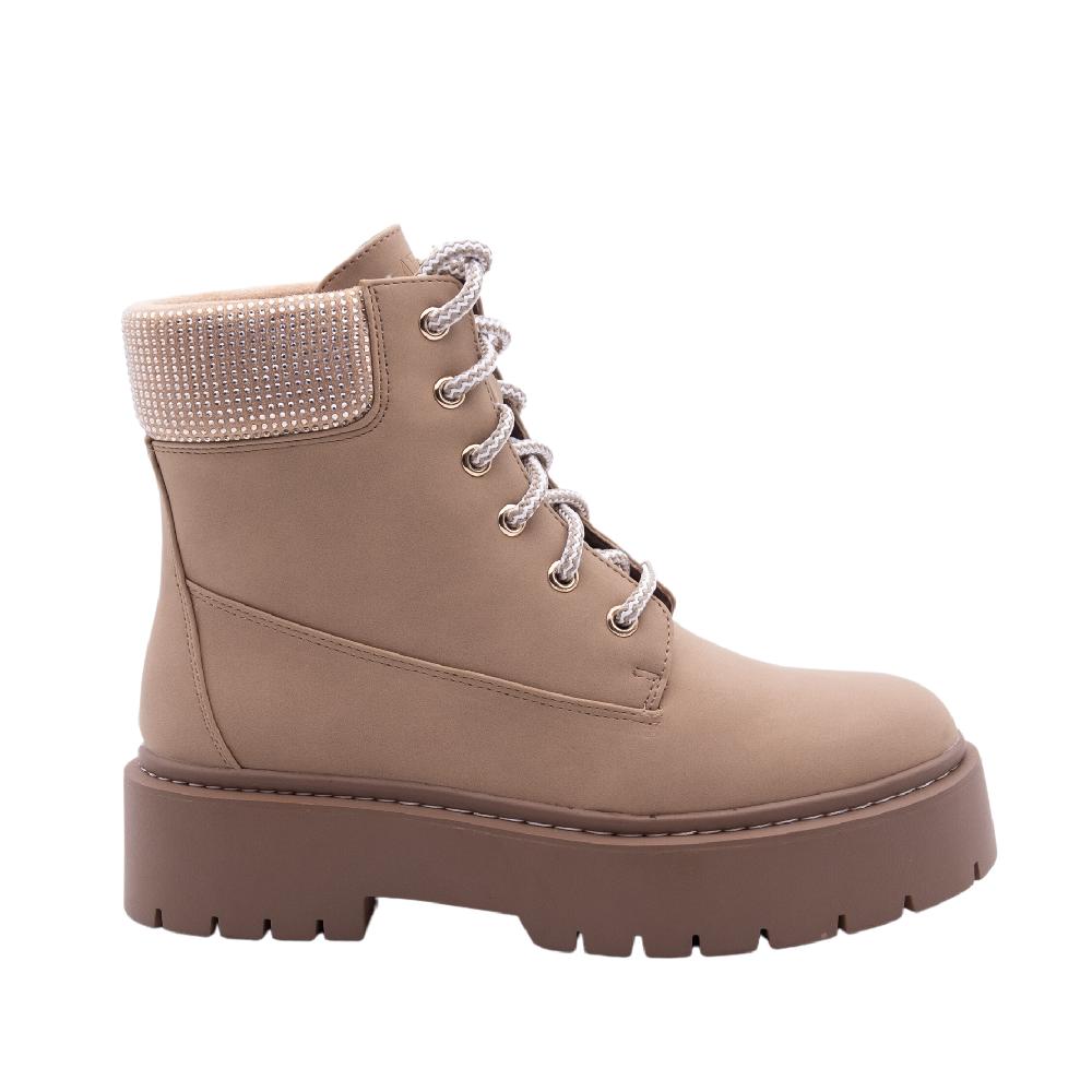 ALBANO VANITY Anfibi beige con strass