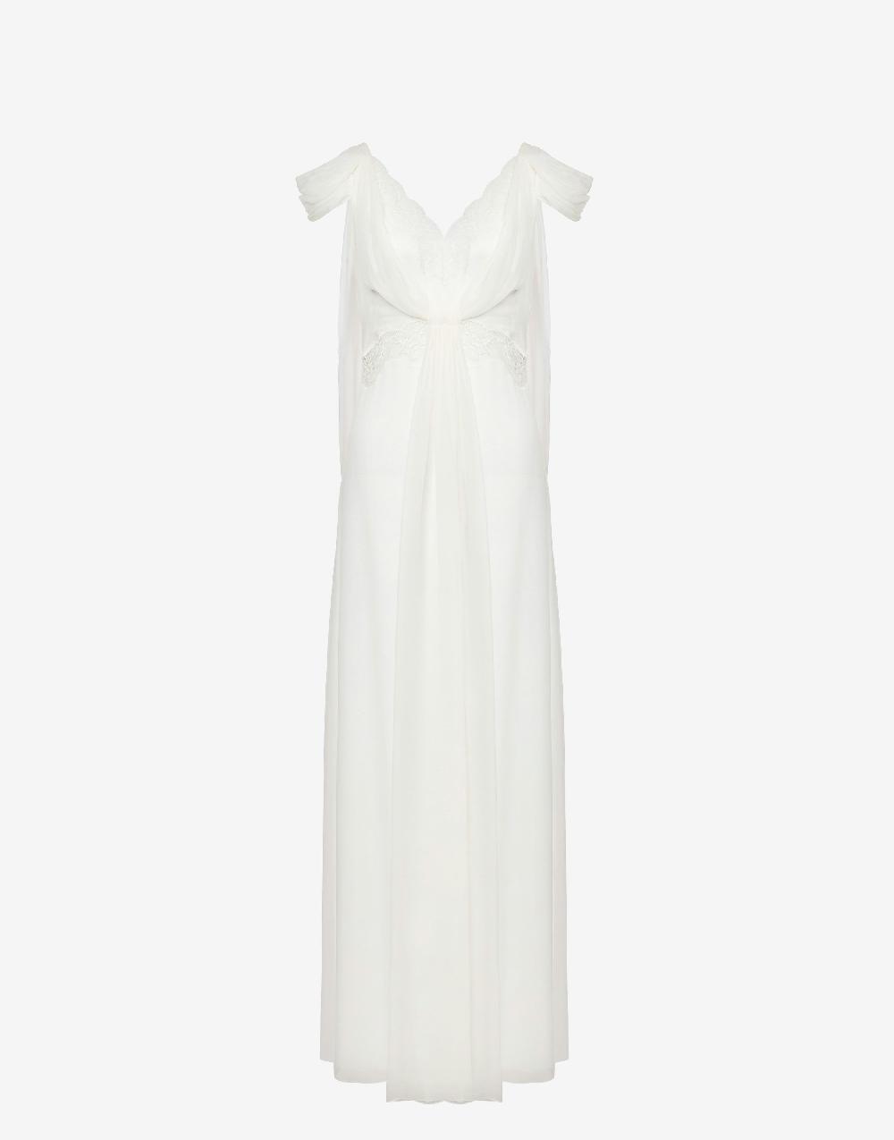 Alberta Ferretti Abito in chiffon con pizzo e drappi