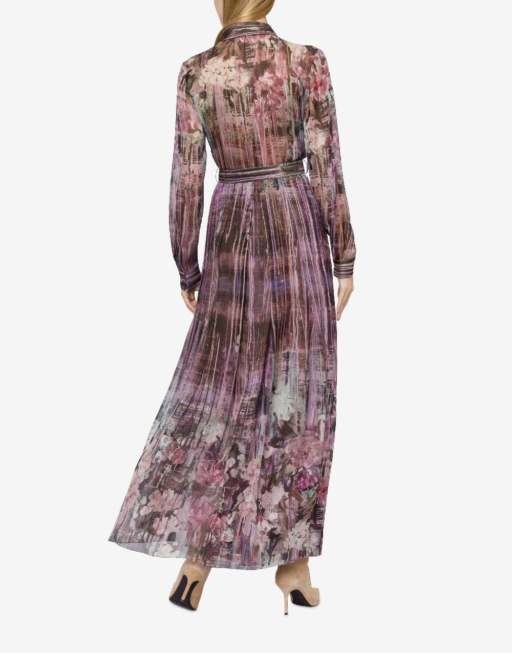 Alberta Ferretti Abito In Chiffon Con Stampa Dripping Roses