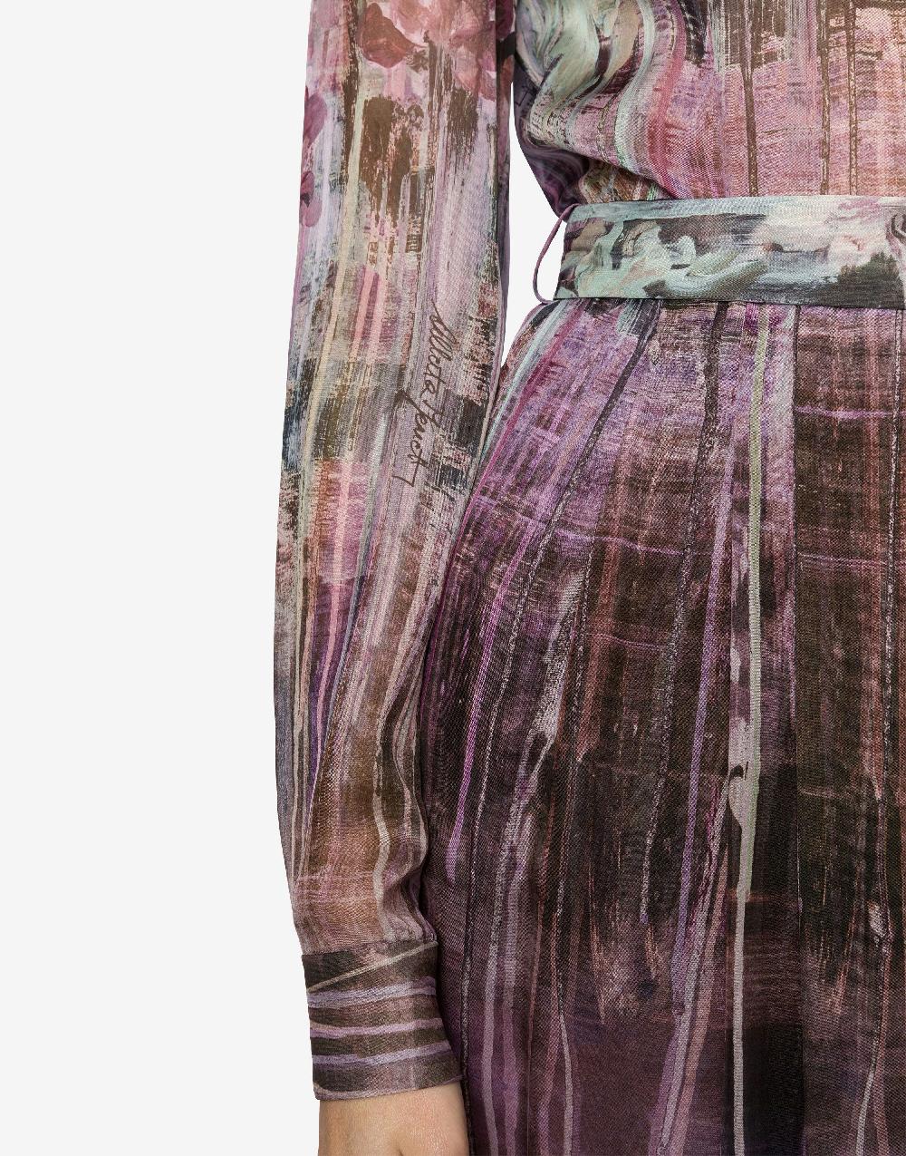 Alberta Ferretti Abito In Chiffon Con Stampa Dripping Roses