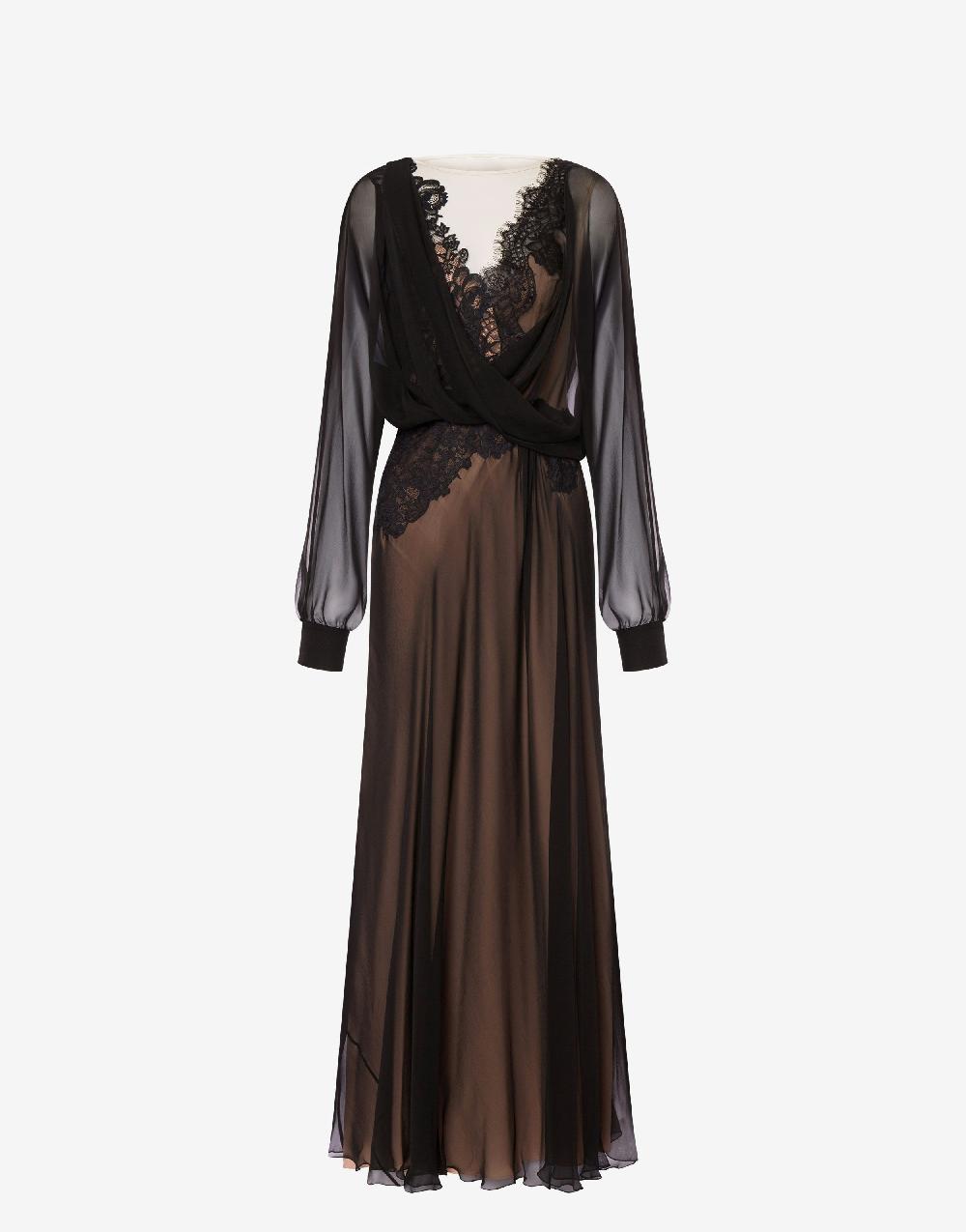 Alberta Ferretti Abito in chiffon organico con pizzo