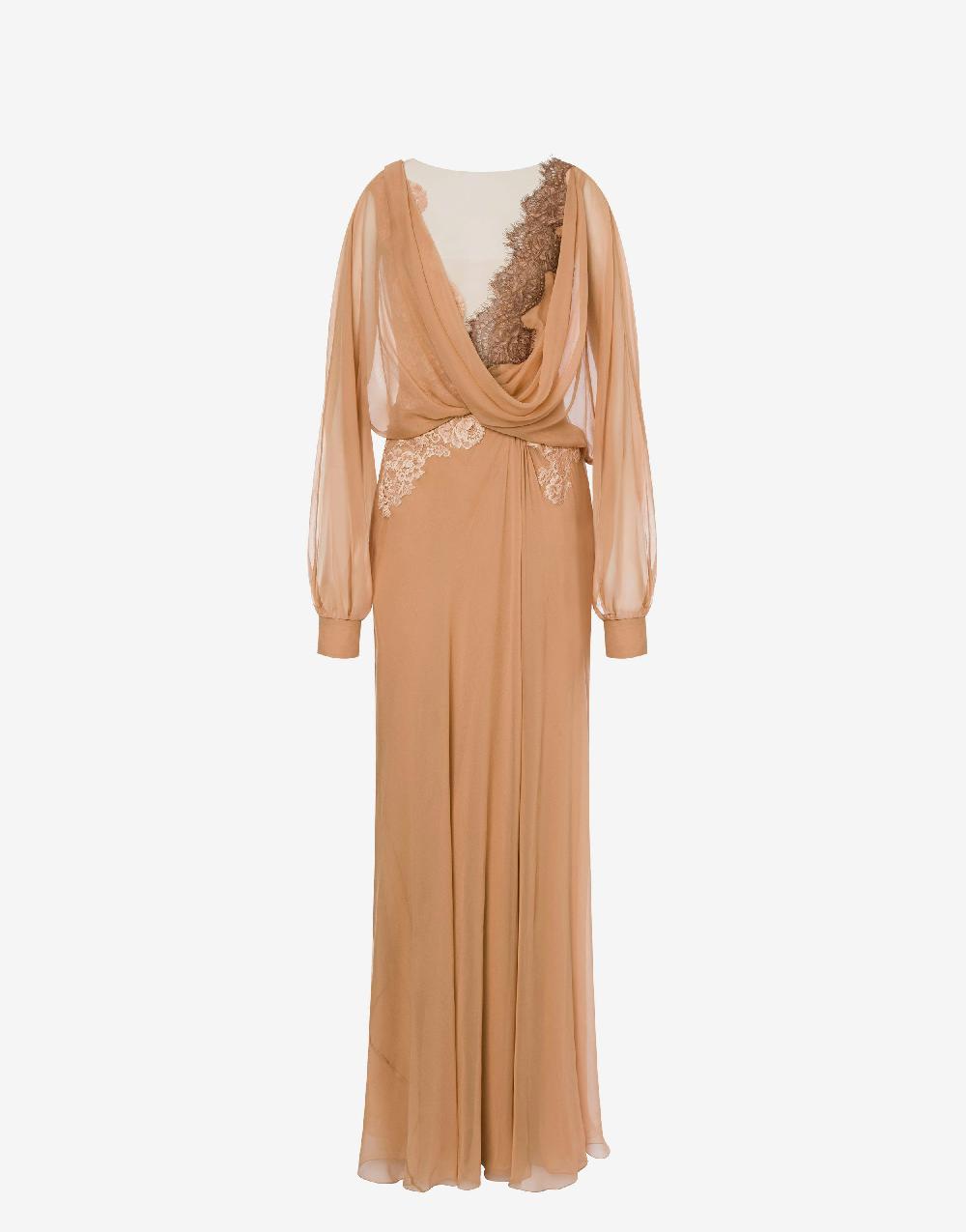 Alberta Ferretti Abito in chiffon organico con pizzo