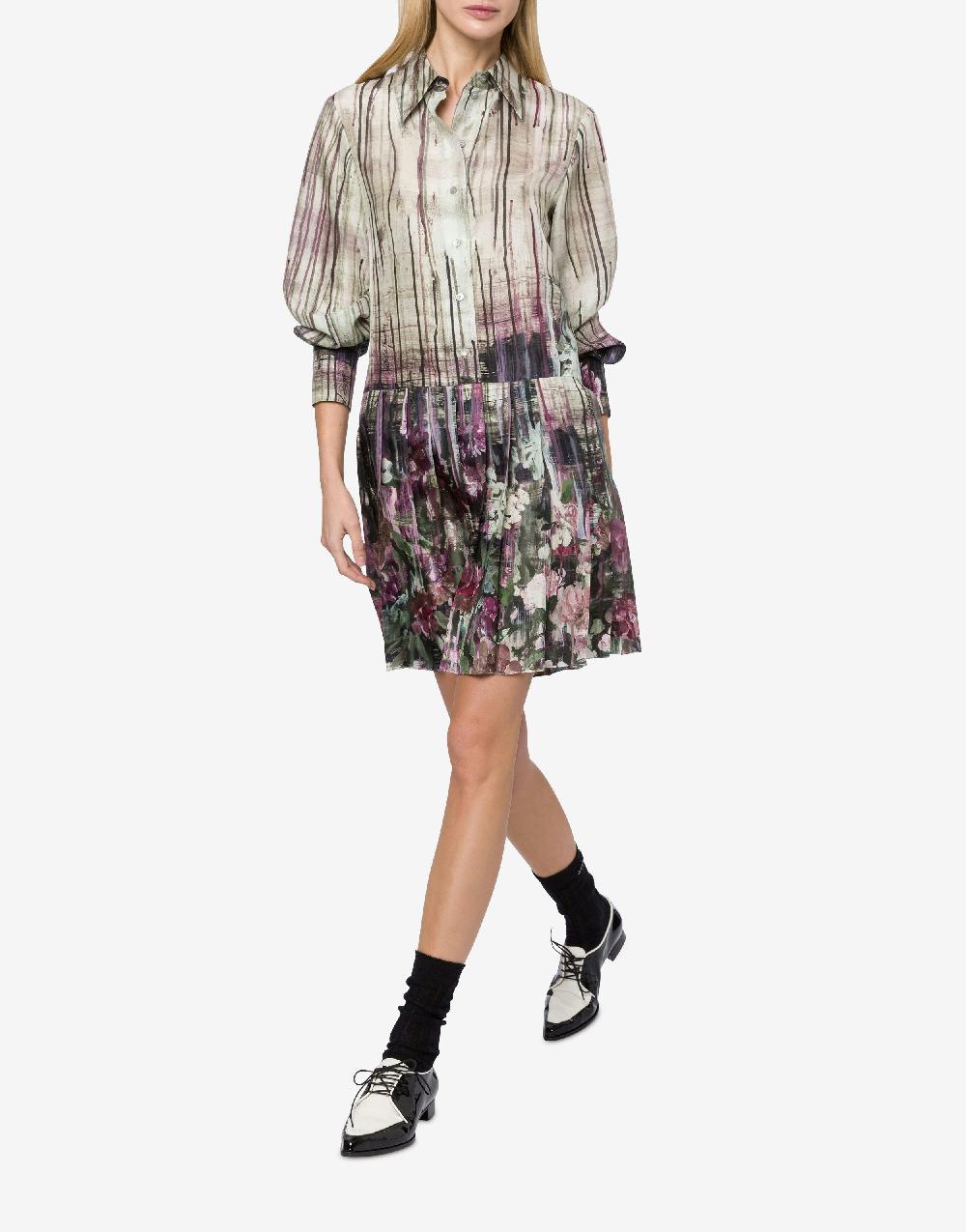 Alberta Ferretti Abito In Habotai Con Stampa Dripping Roses