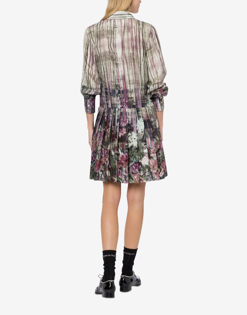 Alberta Ferretti Abito In Habotai Con Stampa Dripping Roses