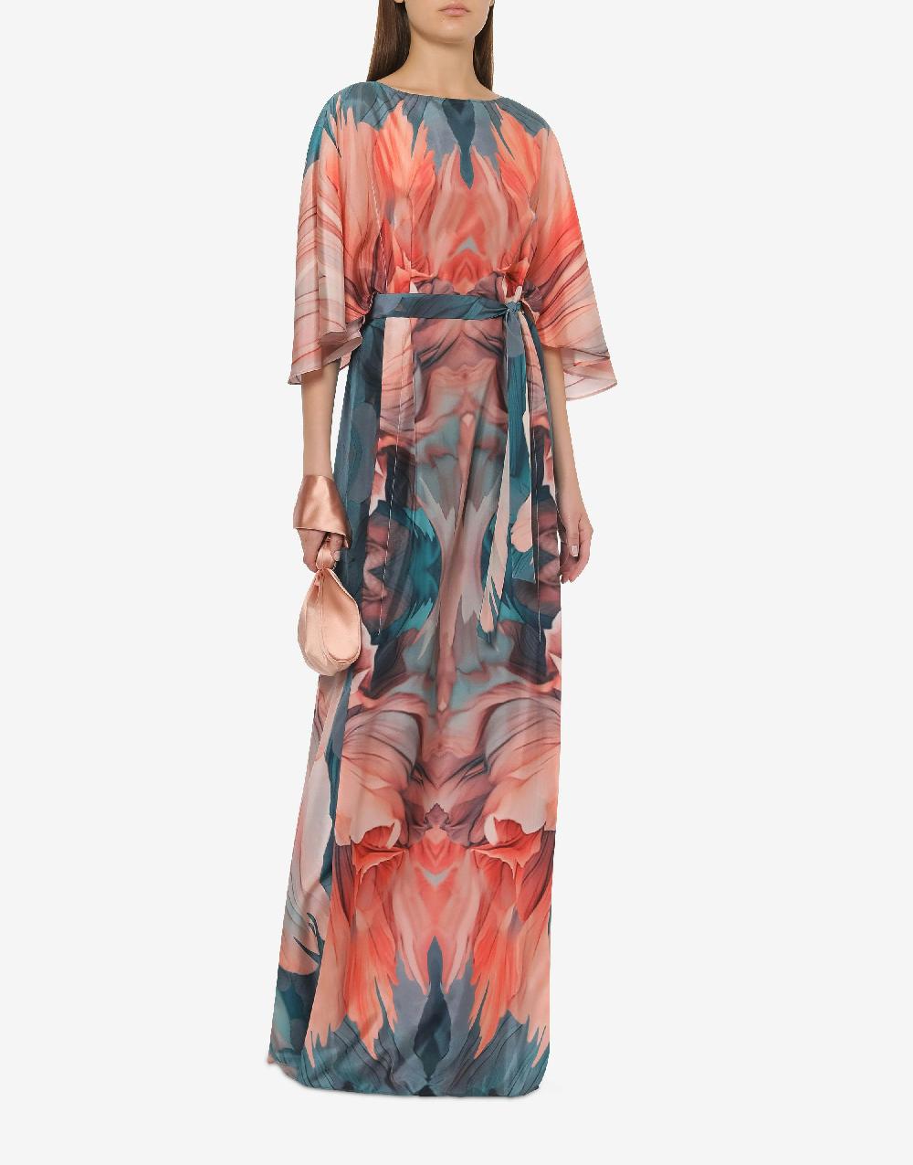 Alberta Ferretti Abito In Habotai Con Stampa Petali