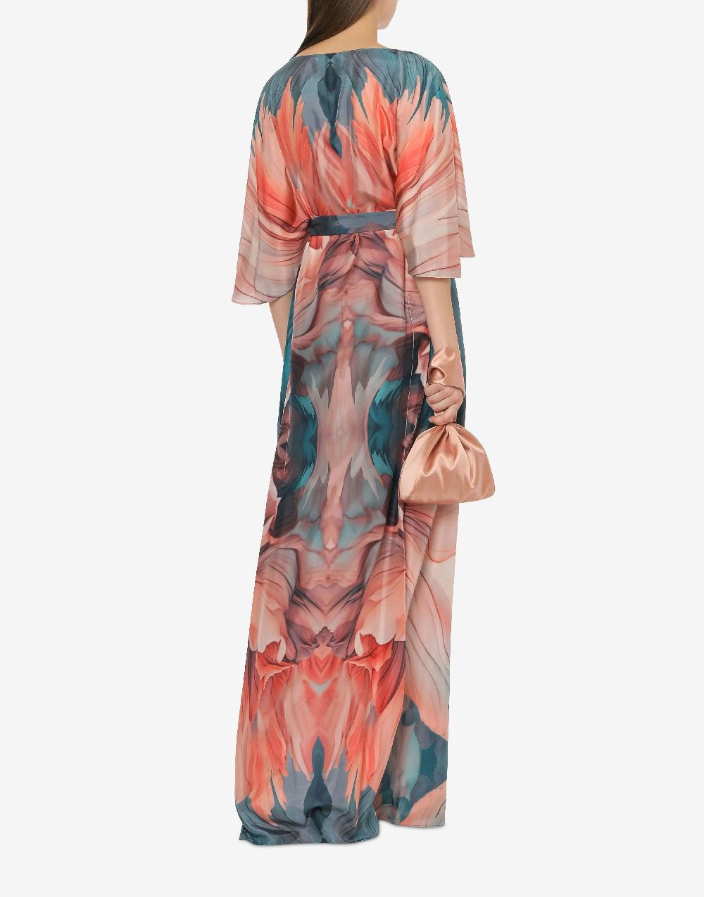 Alberta Ferretti Abito In Habotai Con Stampa Petali