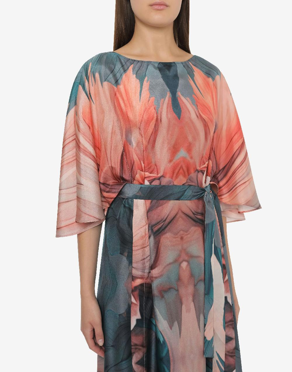 Alberta Ferretti Abito In Habotai Con Stampa Petali