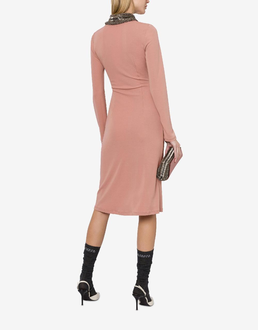 Alberta Ferretti Abito In Organzino Con Colletto Ricamato