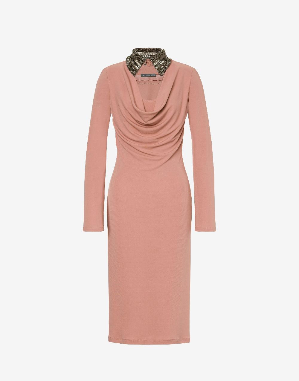 Alberta Ferretti Abito in organzino con colletto ricamato