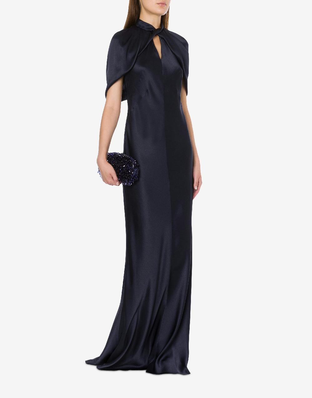 Alberta Ferretti Abito In Raso Con Maniche A Mantella