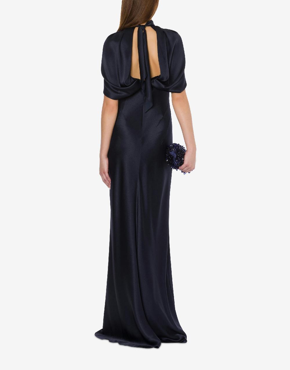 Alberta Ferretti Abito In Raso Con Maniche A Mantella