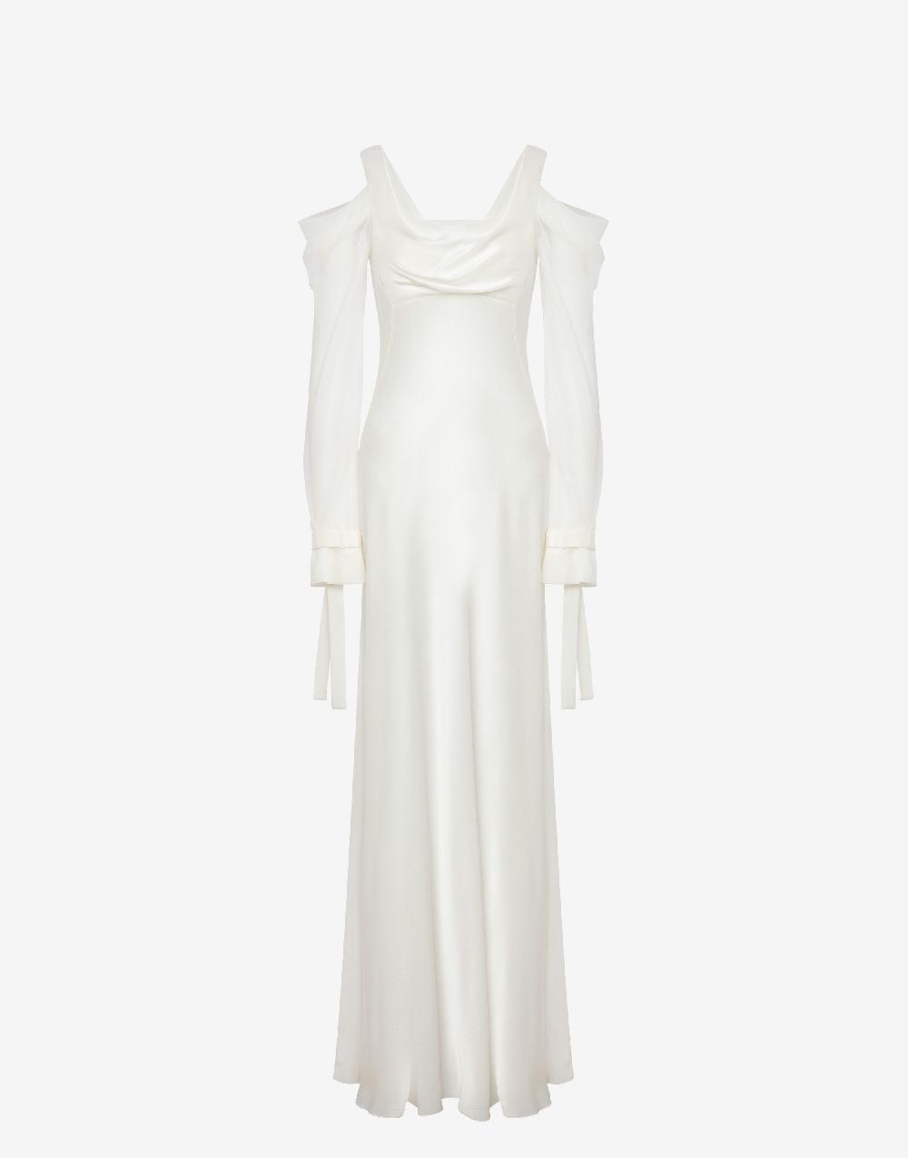 Alberta Ferretti Abito in raso con maniche in chiffon