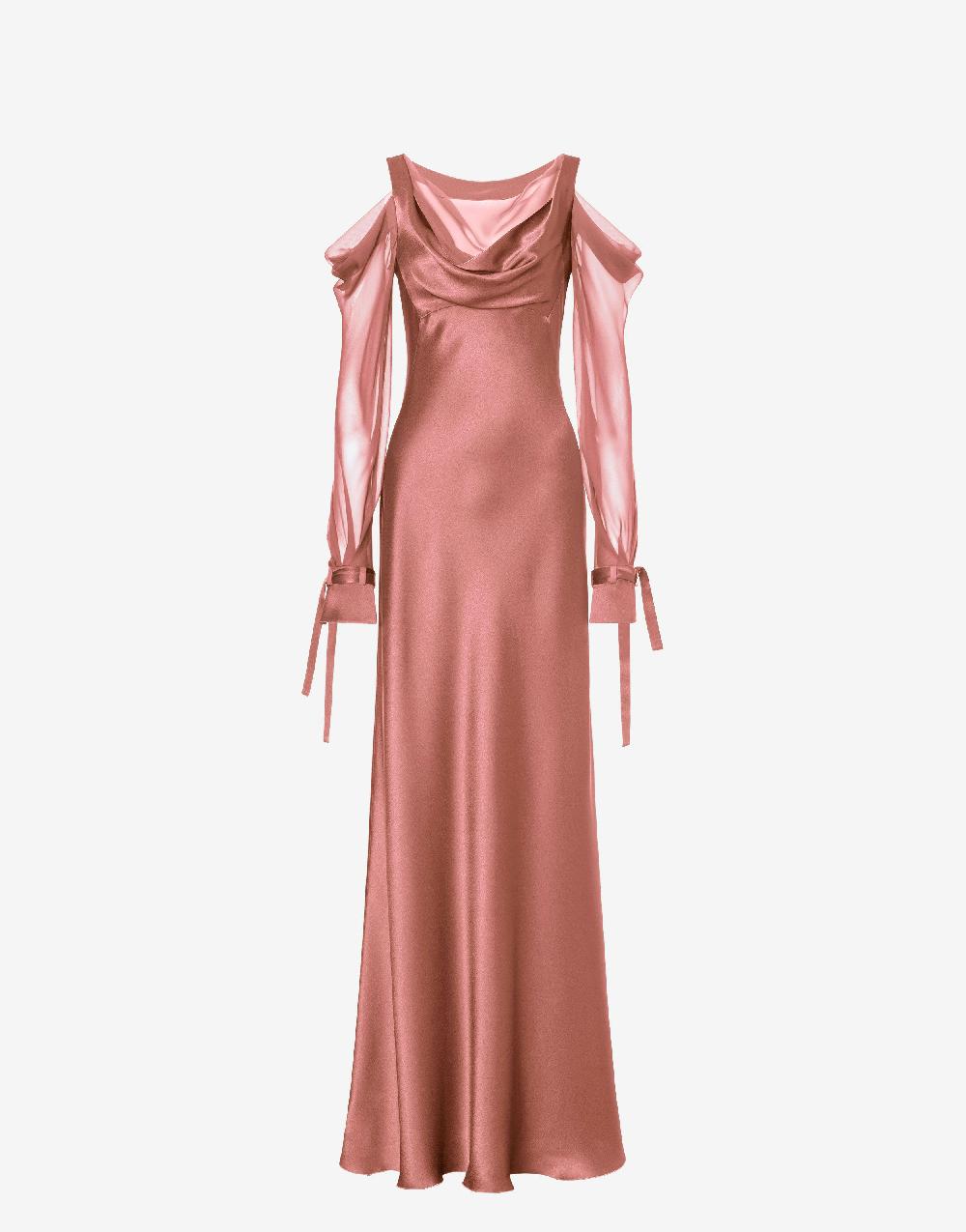 Alberta Ferretti Abito in raso con maniche in chiffon