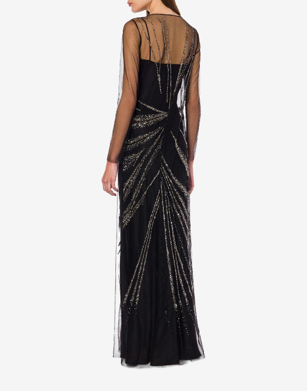 Alberta Ferretti Abito In Tulle Con Ricamo Drappeggio