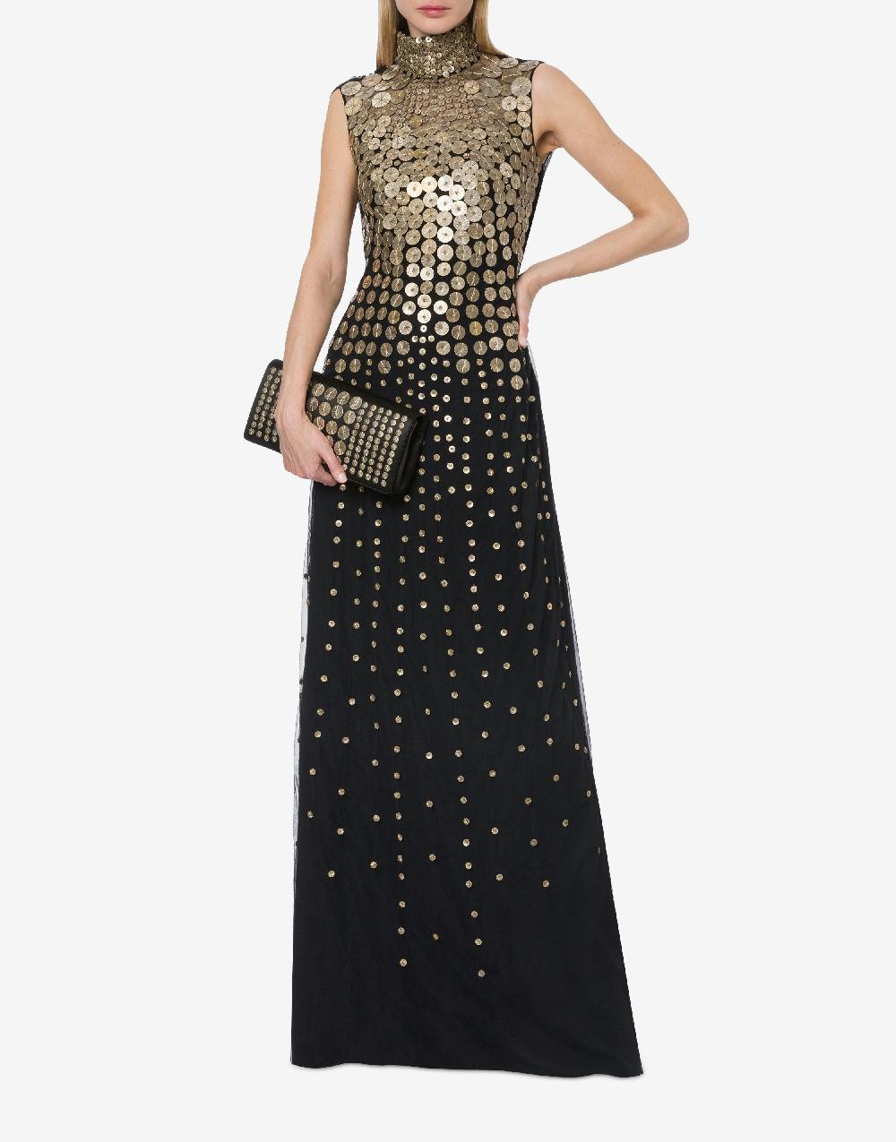 Alberta Ferretti Abito In Tulle Con Ricamo Medaglie