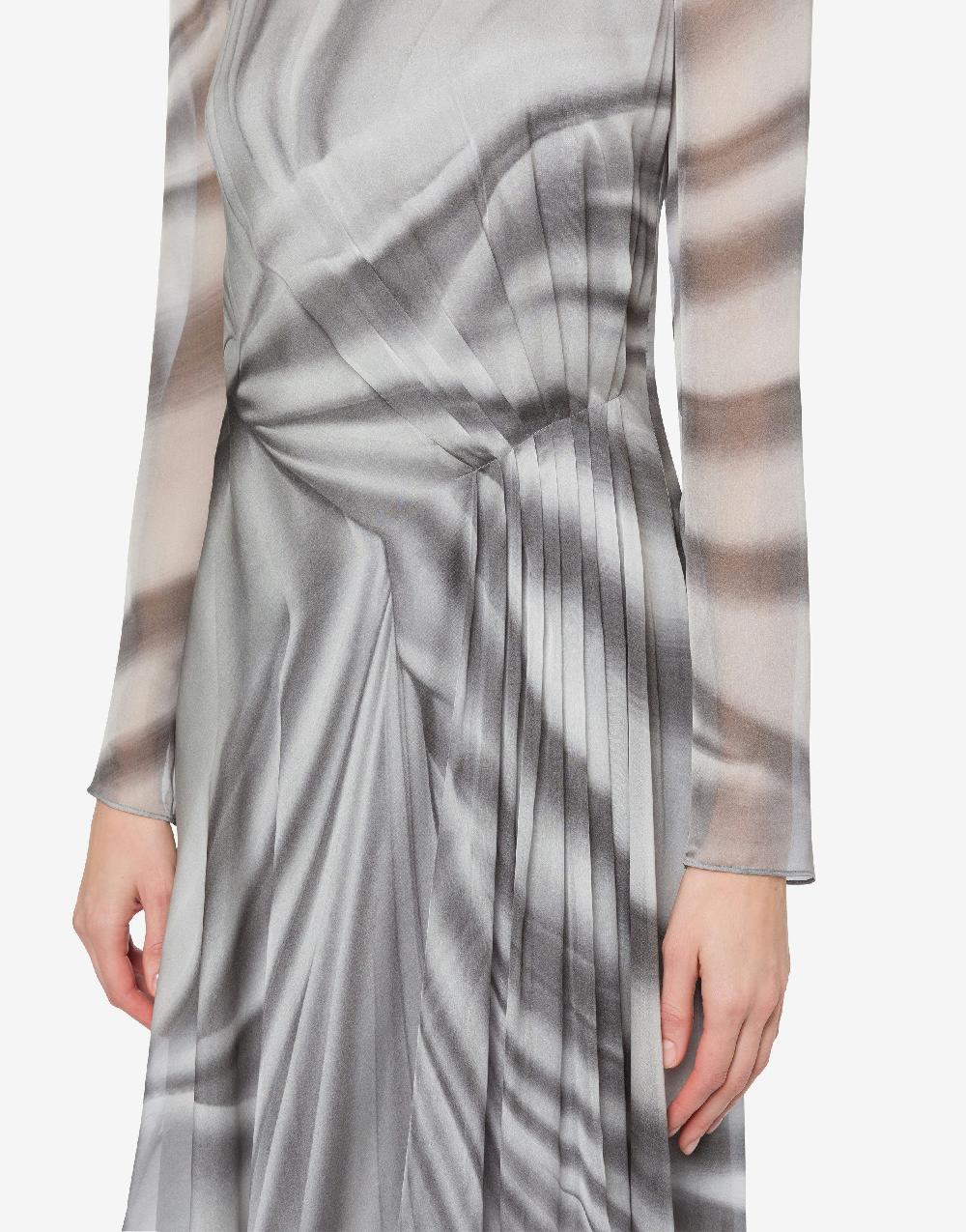 Alberta Ferretti Abito Longuette In Chiffon Con Stampa Drappeggio