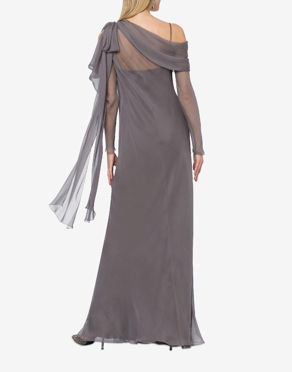 Alberta Ferretti Abito Lungo In Chiffon Con Drappeggi