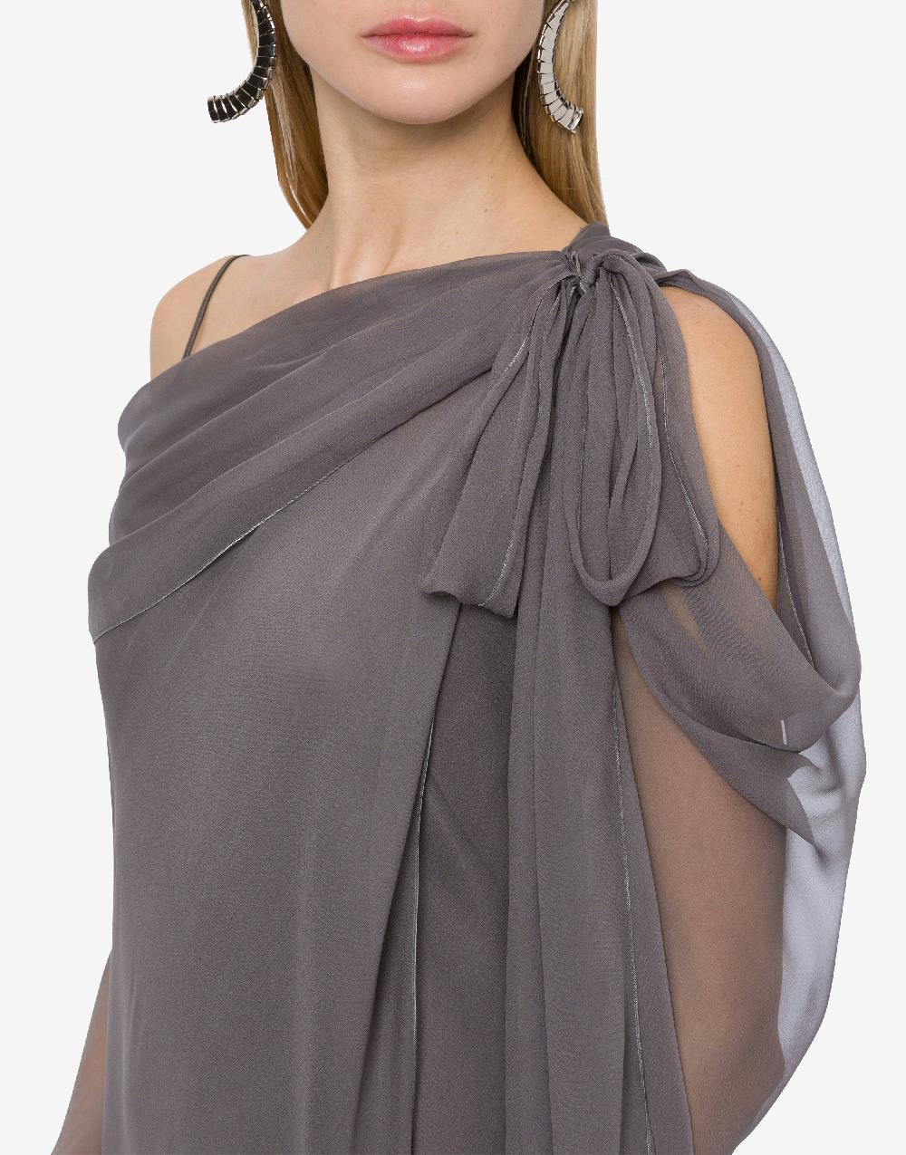 Alberta Ferretti Abito Lungo In Chiffon Con Drappeggi