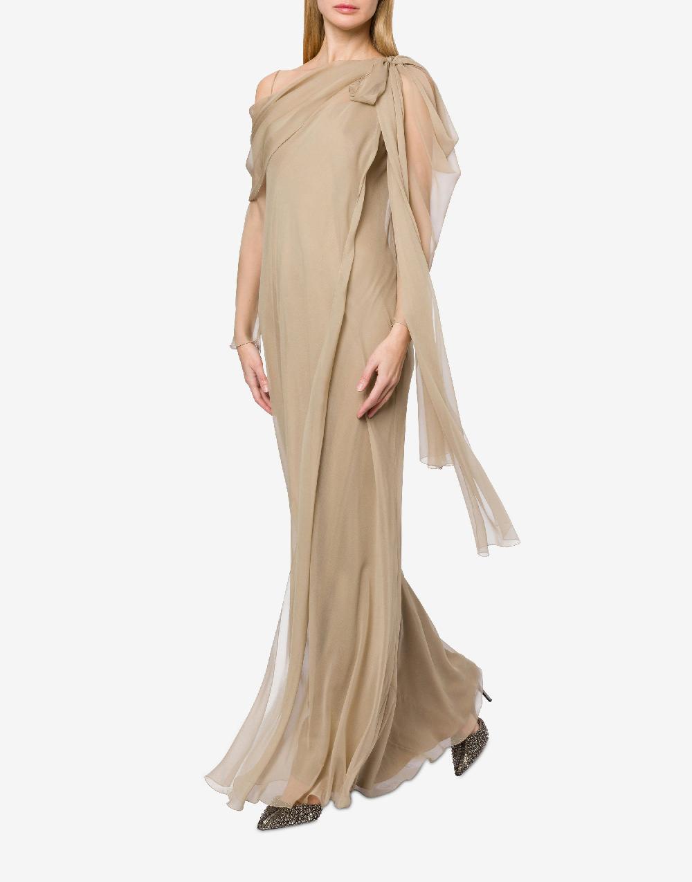 Alberta Ferretti Abito Lungo In Chiffon Con Drappeggi