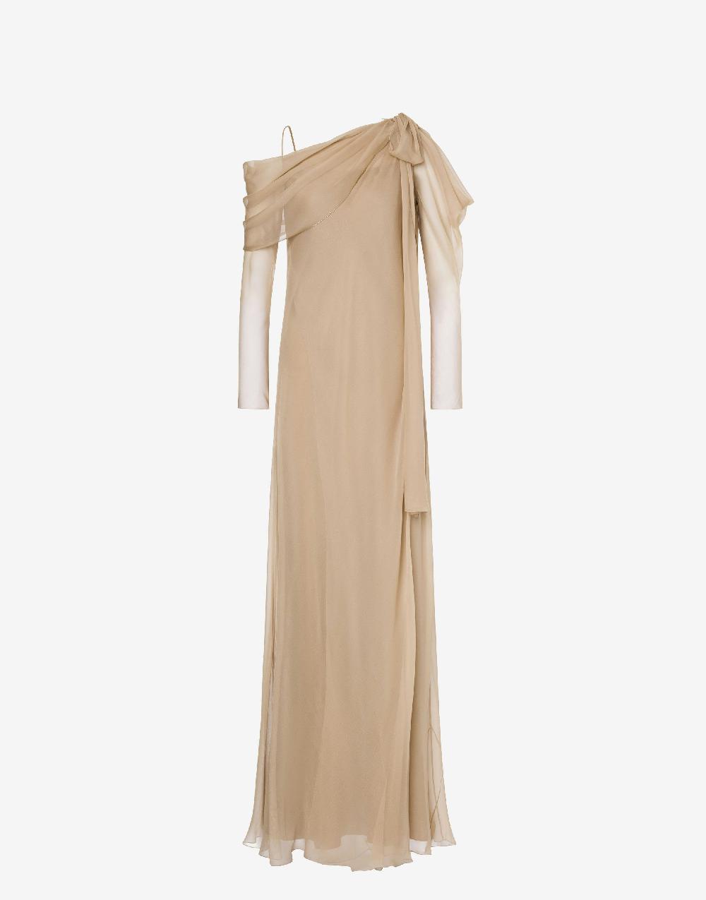 Alberta Ferretti Abito lungo in chiffon con drappeggi